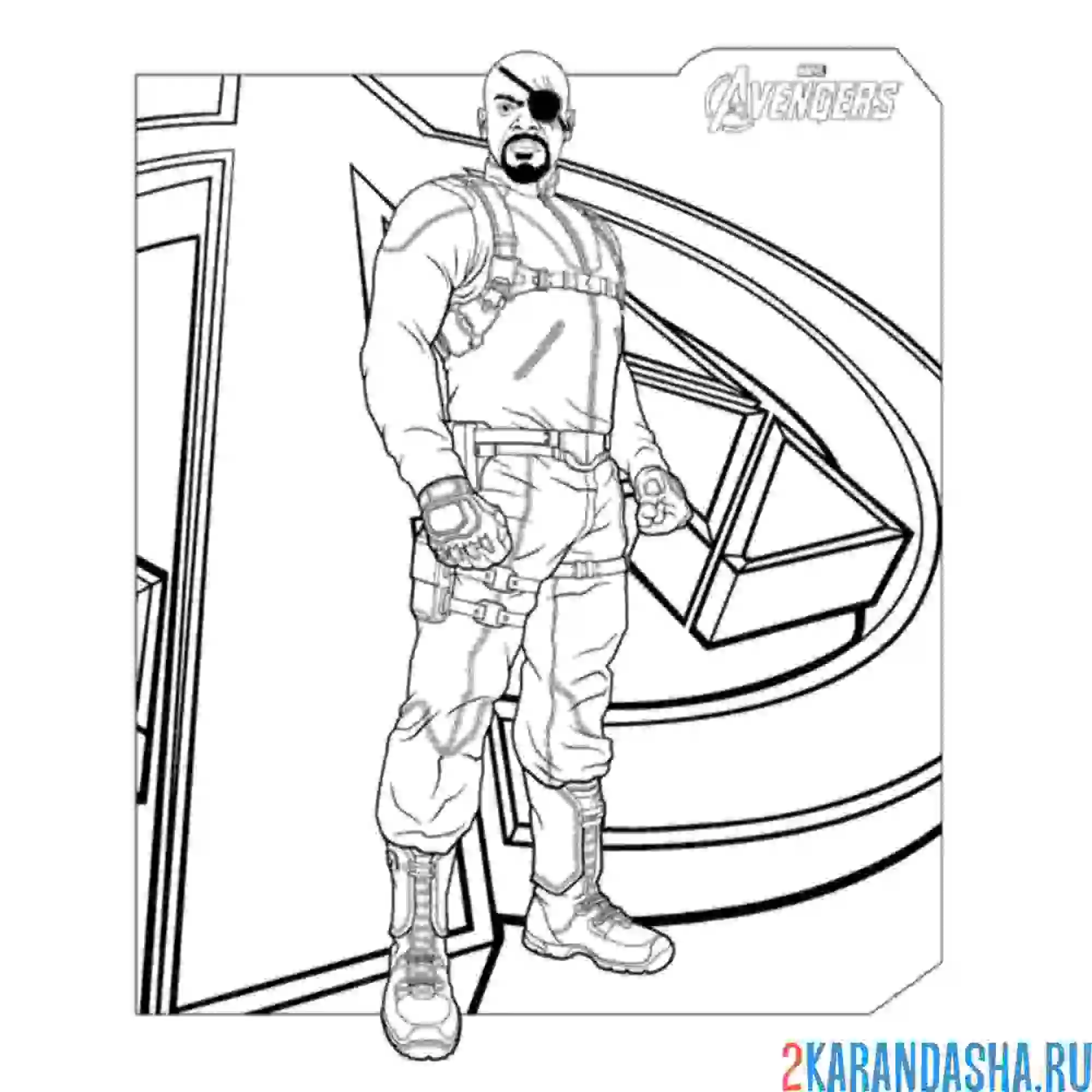 Раскраска мстители ник фьюри