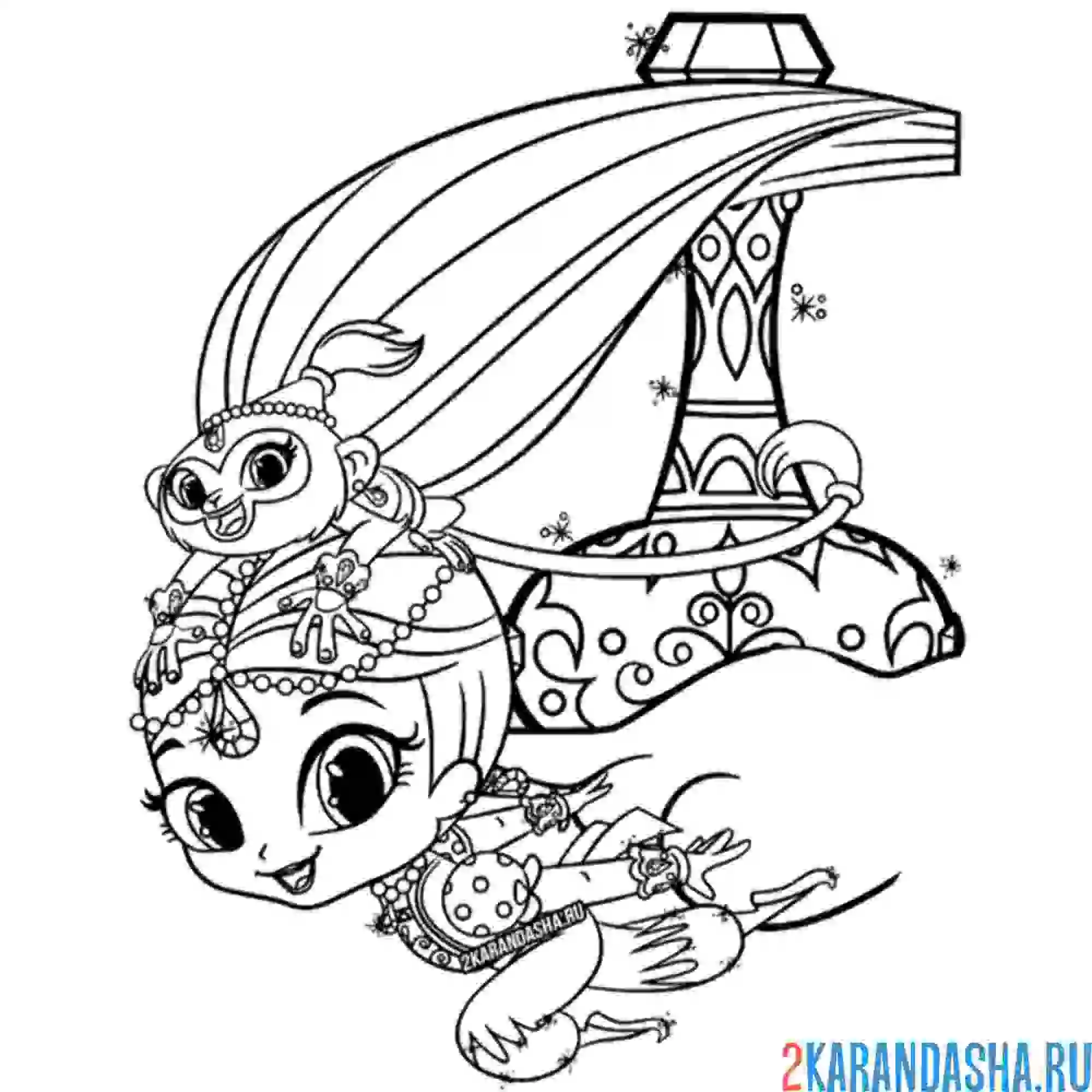 Раскраска шиммер  и тала летят