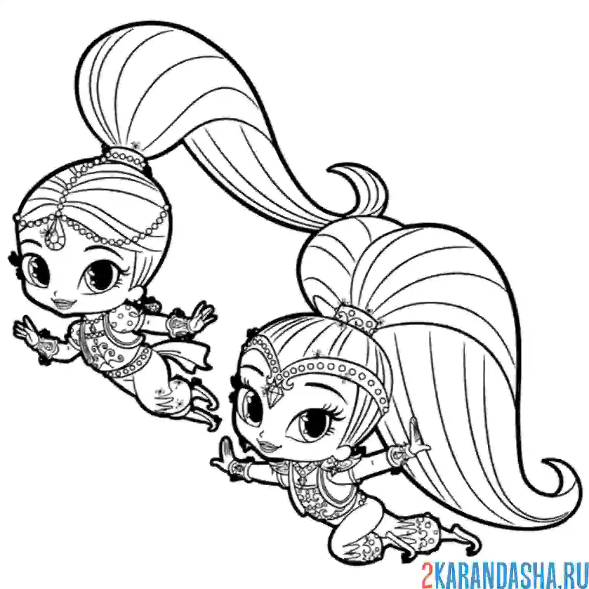 Раскраска шиммер и шайн вдвоем