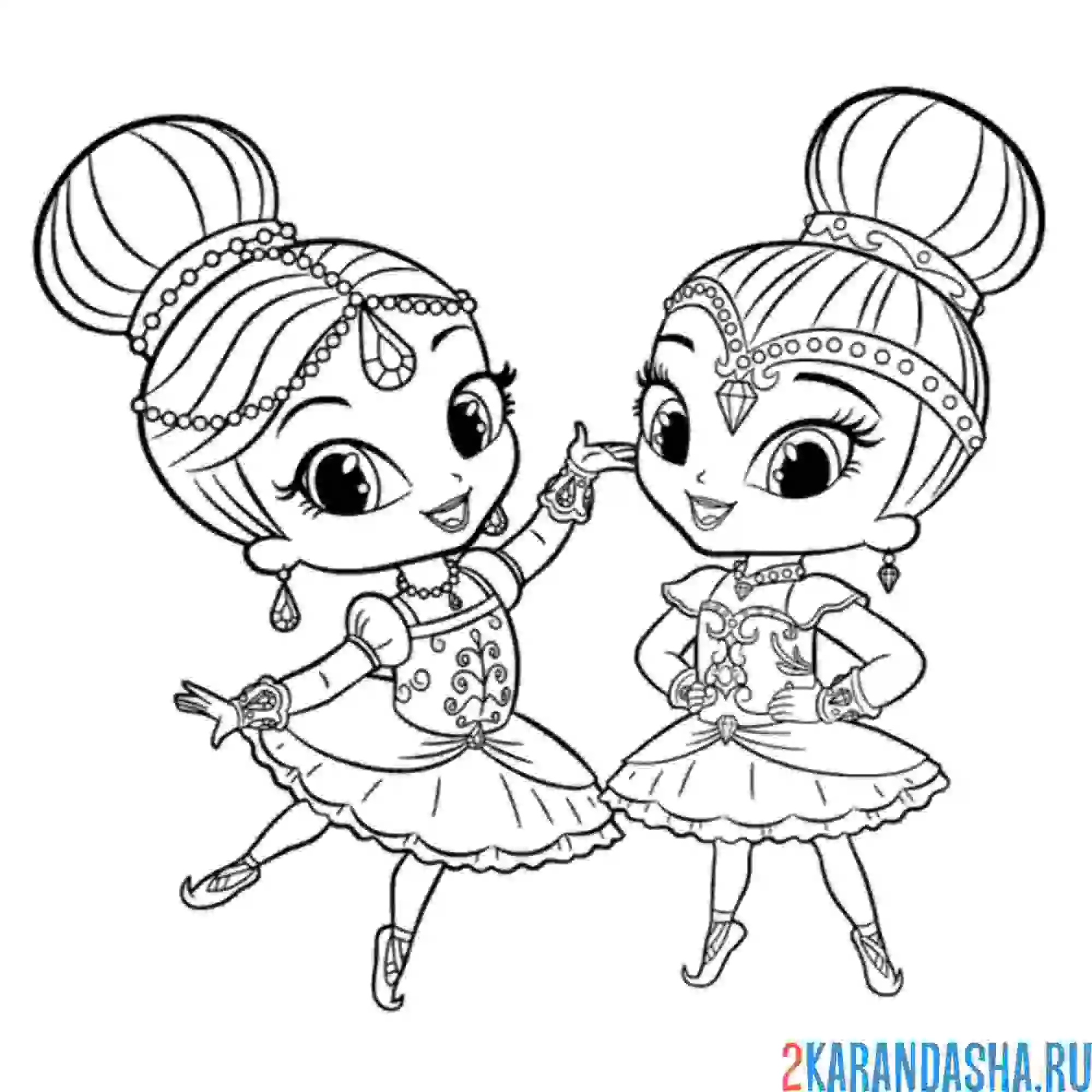 Раскраска шиммер и шайн две балерины