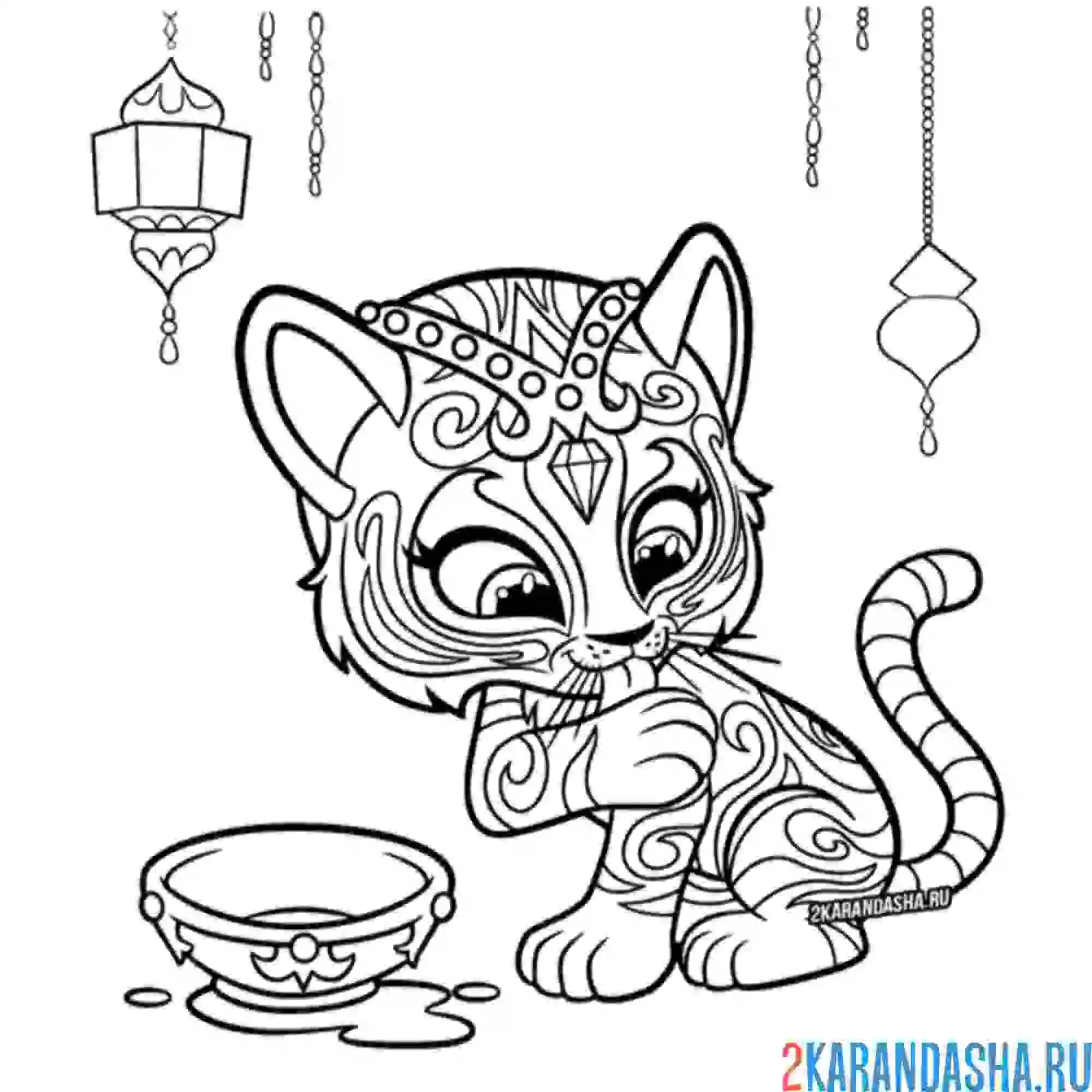 Раскраска тегренок нахал пьет молоко