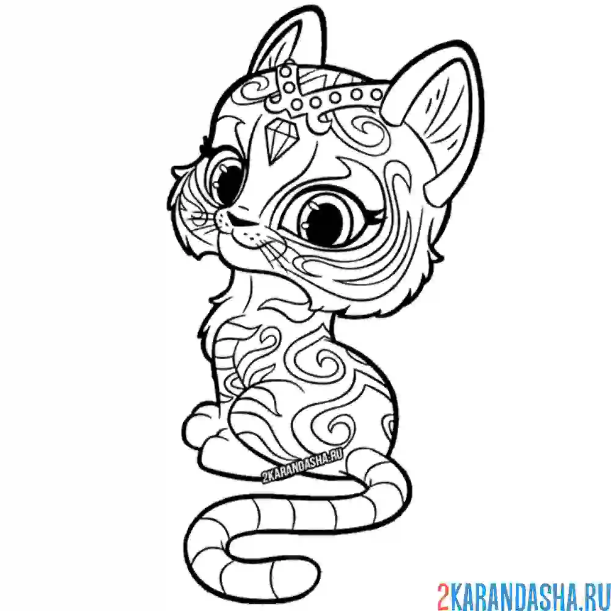 Раскраска красивый тигренок нахал