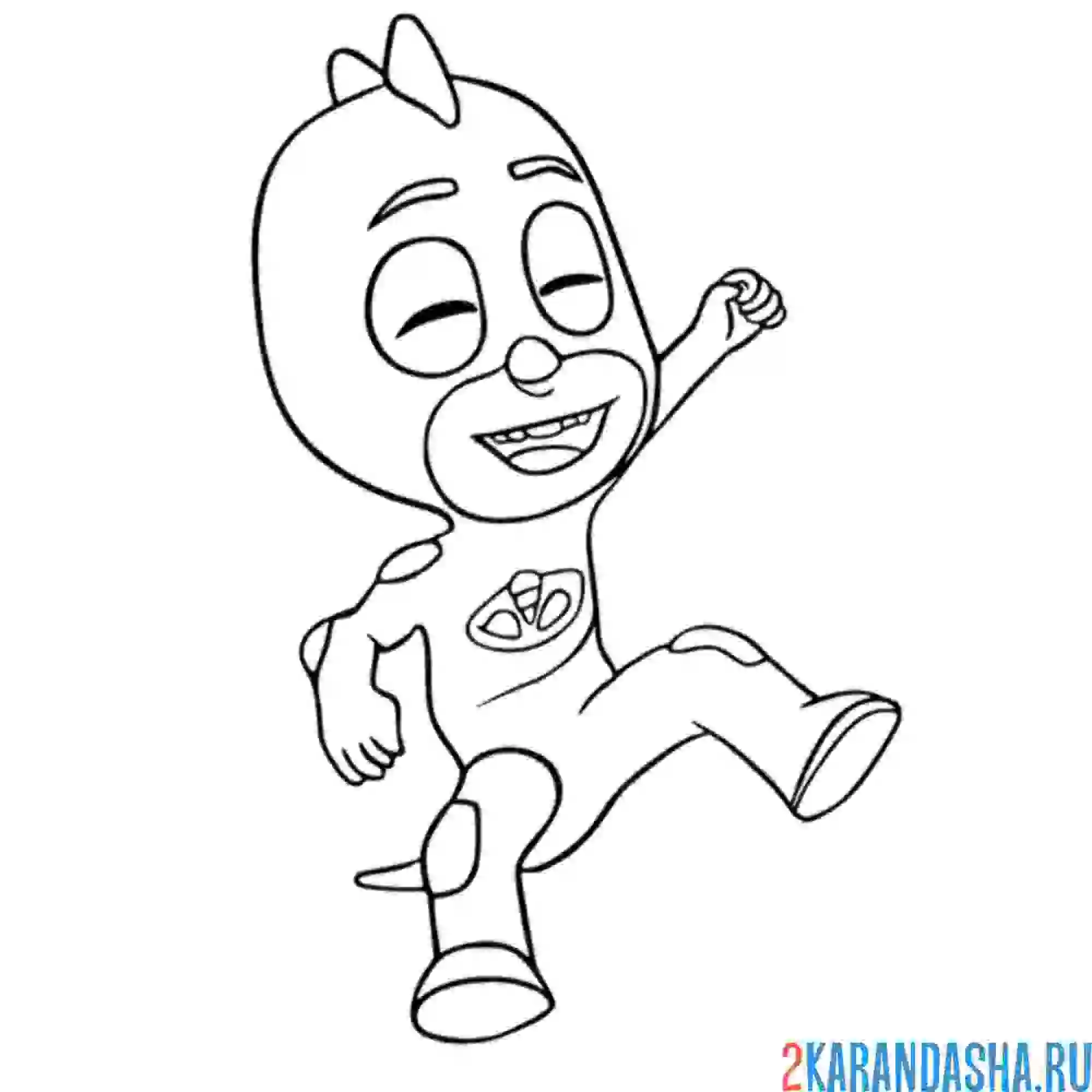 Раскраска гекко в костюме