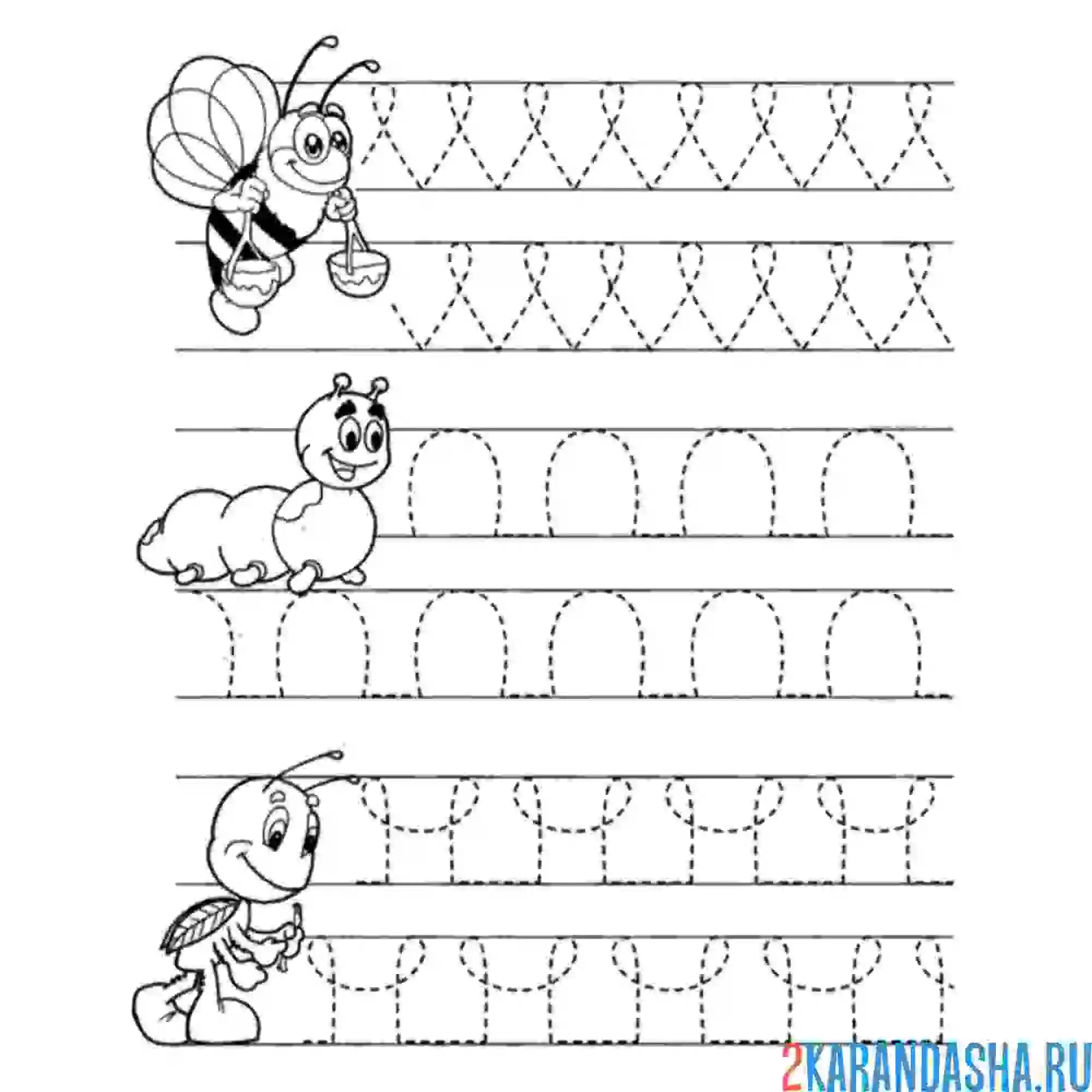 Раскраска обведи линии в прописи для малышей