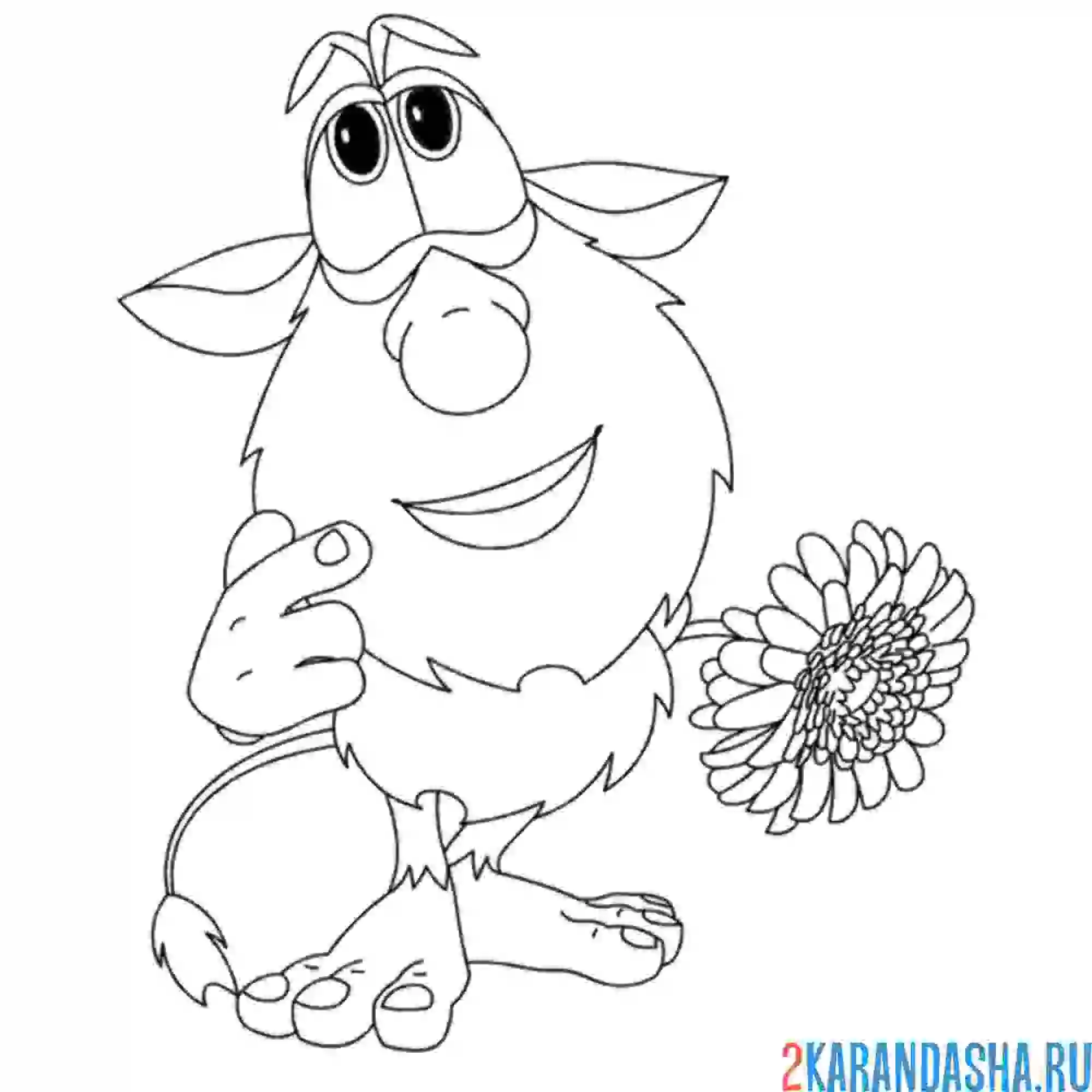 Раскраска буба с цветочком