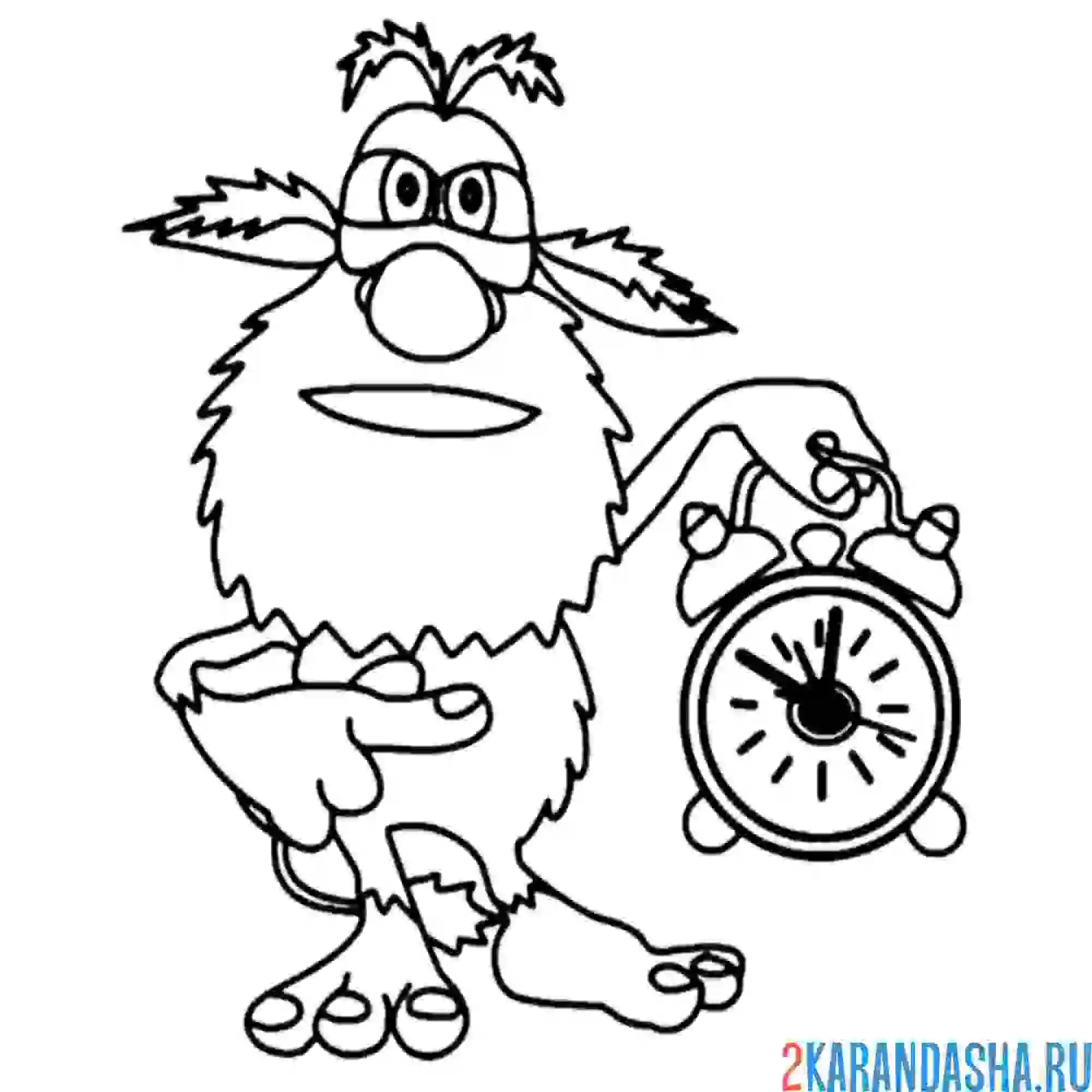 Раскраска буба и будильник