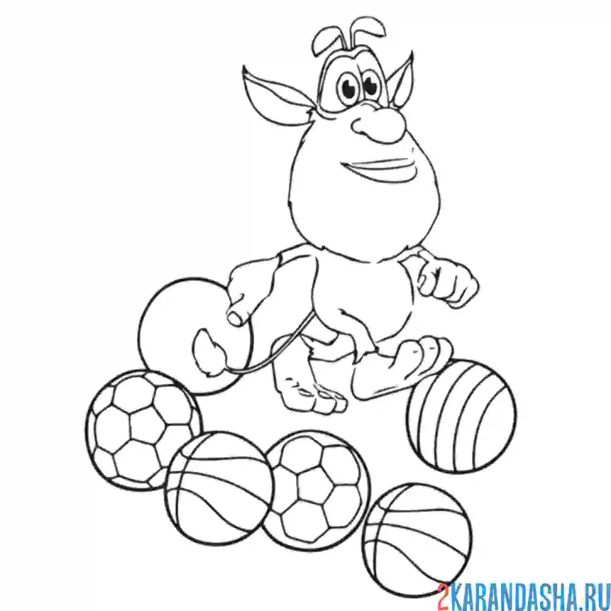 Раскраска буба и мячики