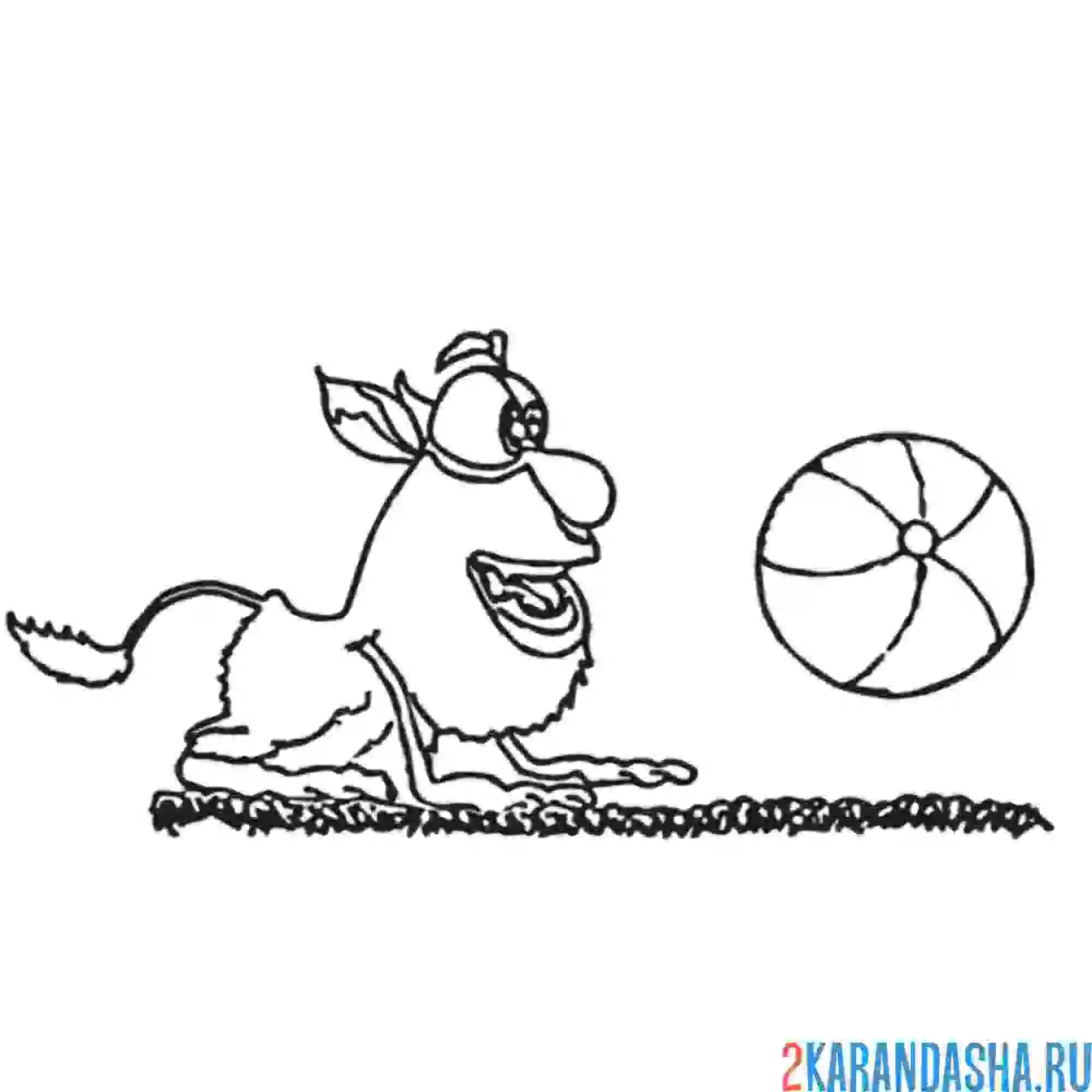 Раскраска буба ползет за мячом