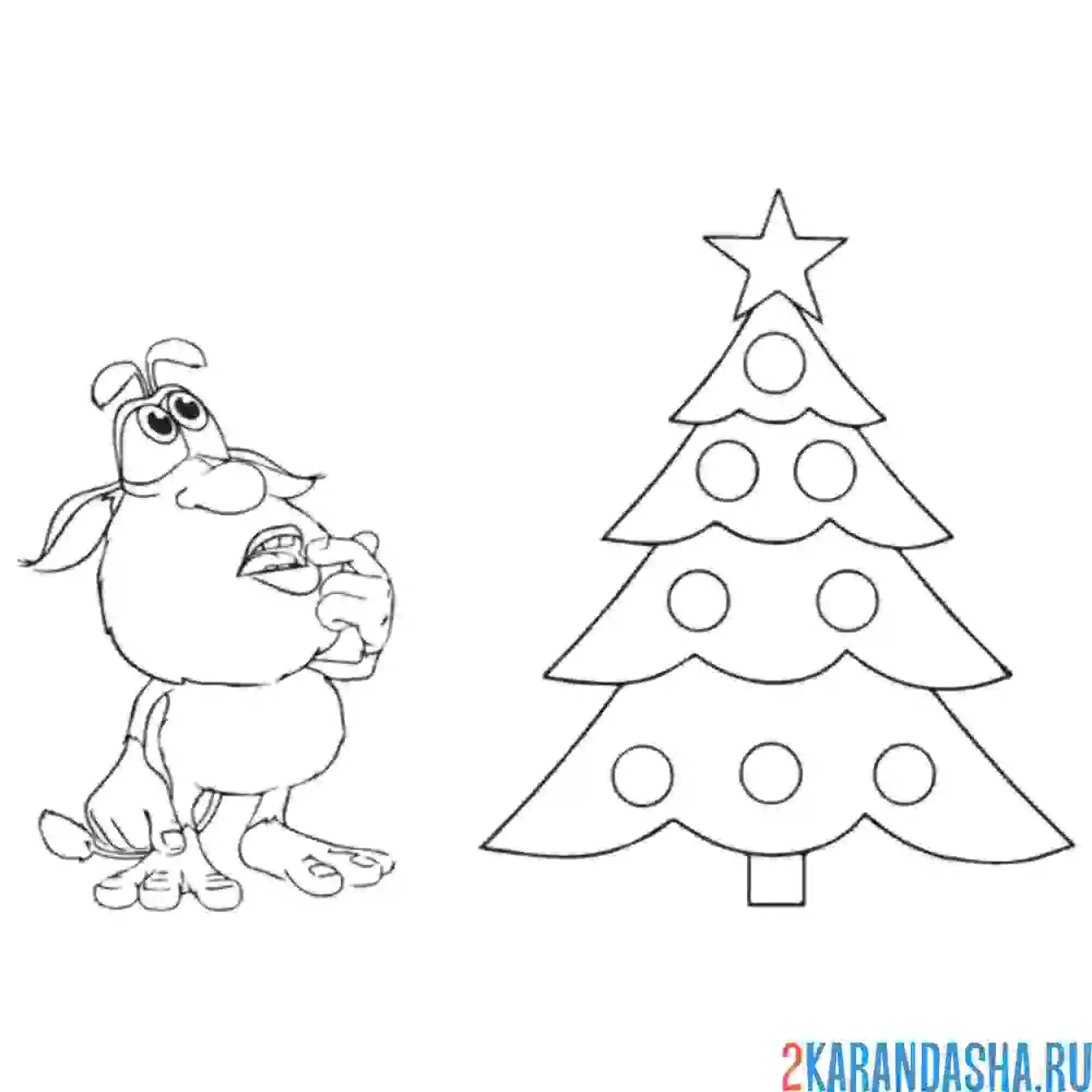 Раскраска буба и елка