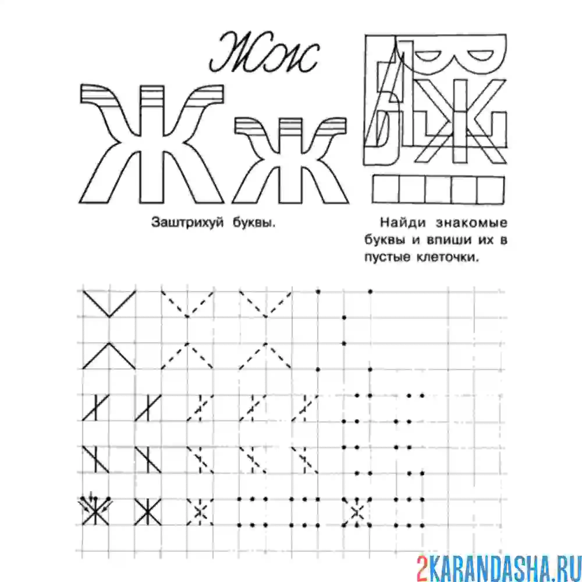 Раскраска обведи букву ж