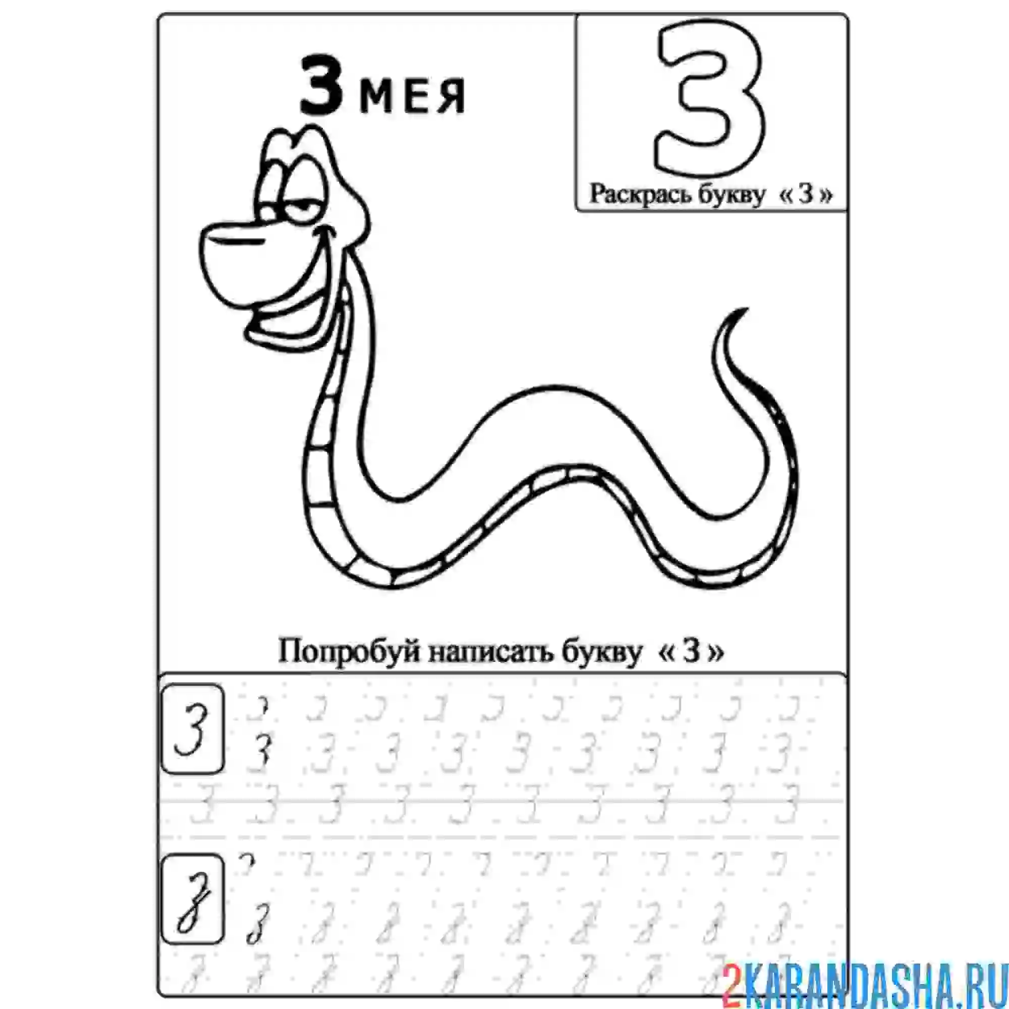 Раскраска пропись строчная и прописная буква з