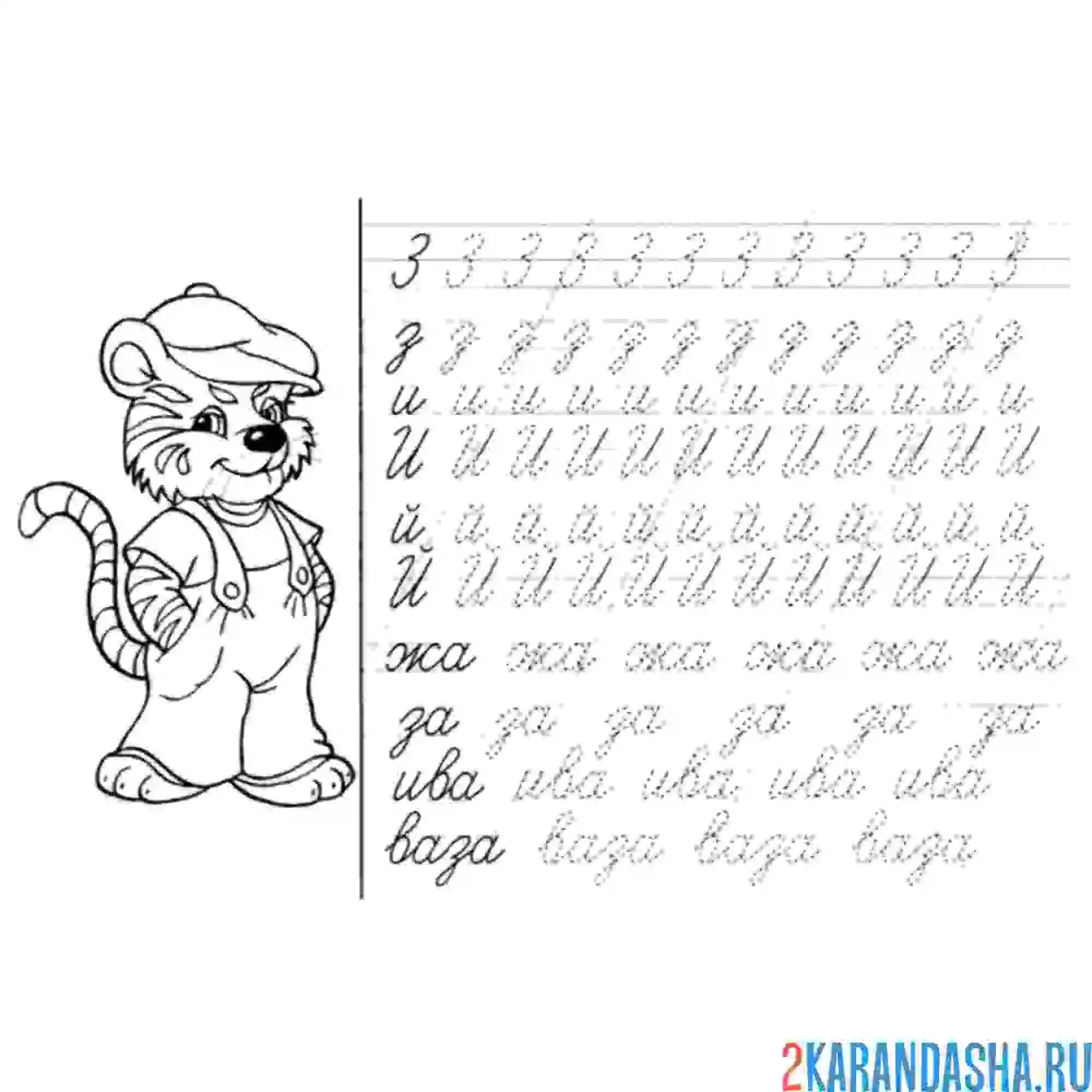 Раскраска буква з, и, й