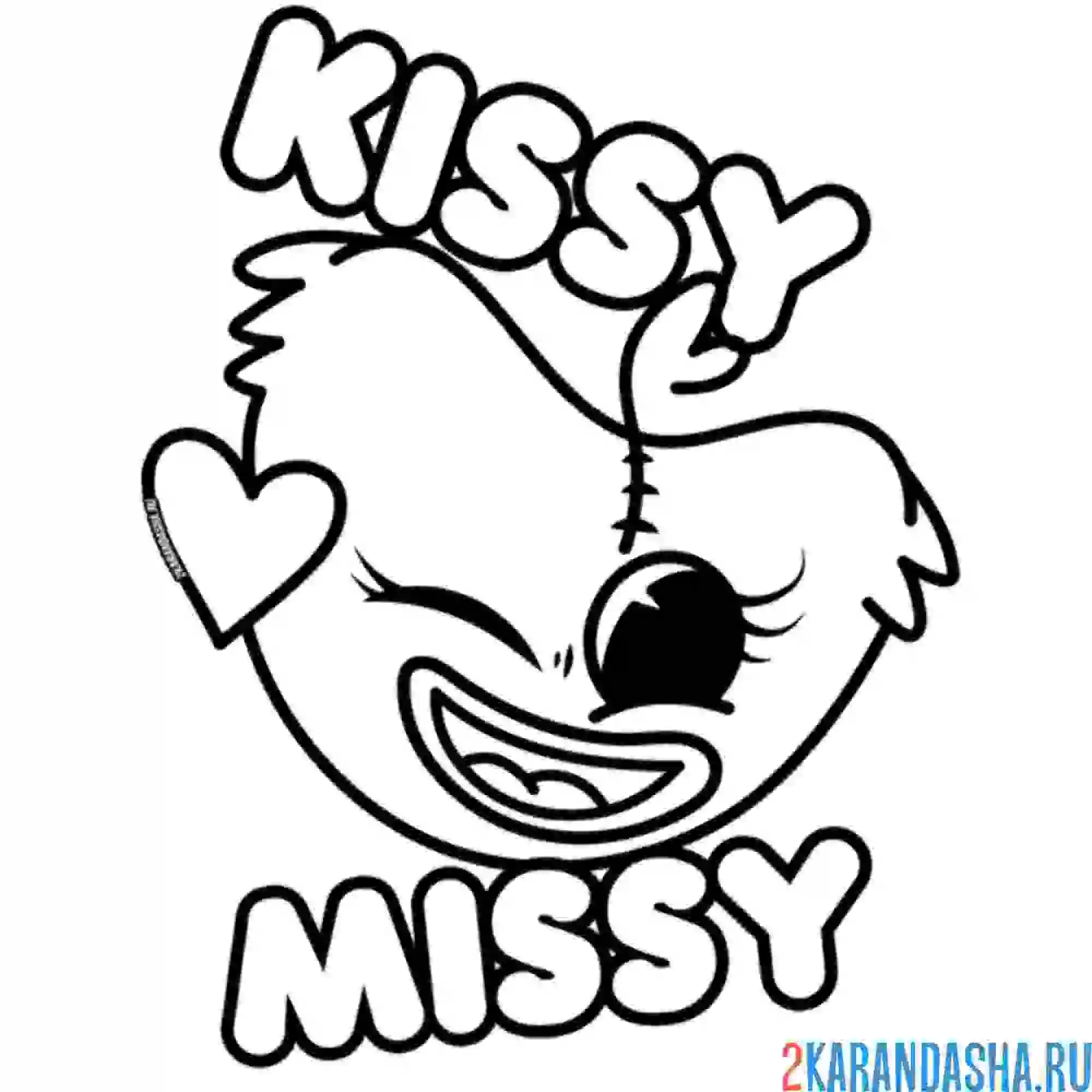 Раскраска голова кисси мисси