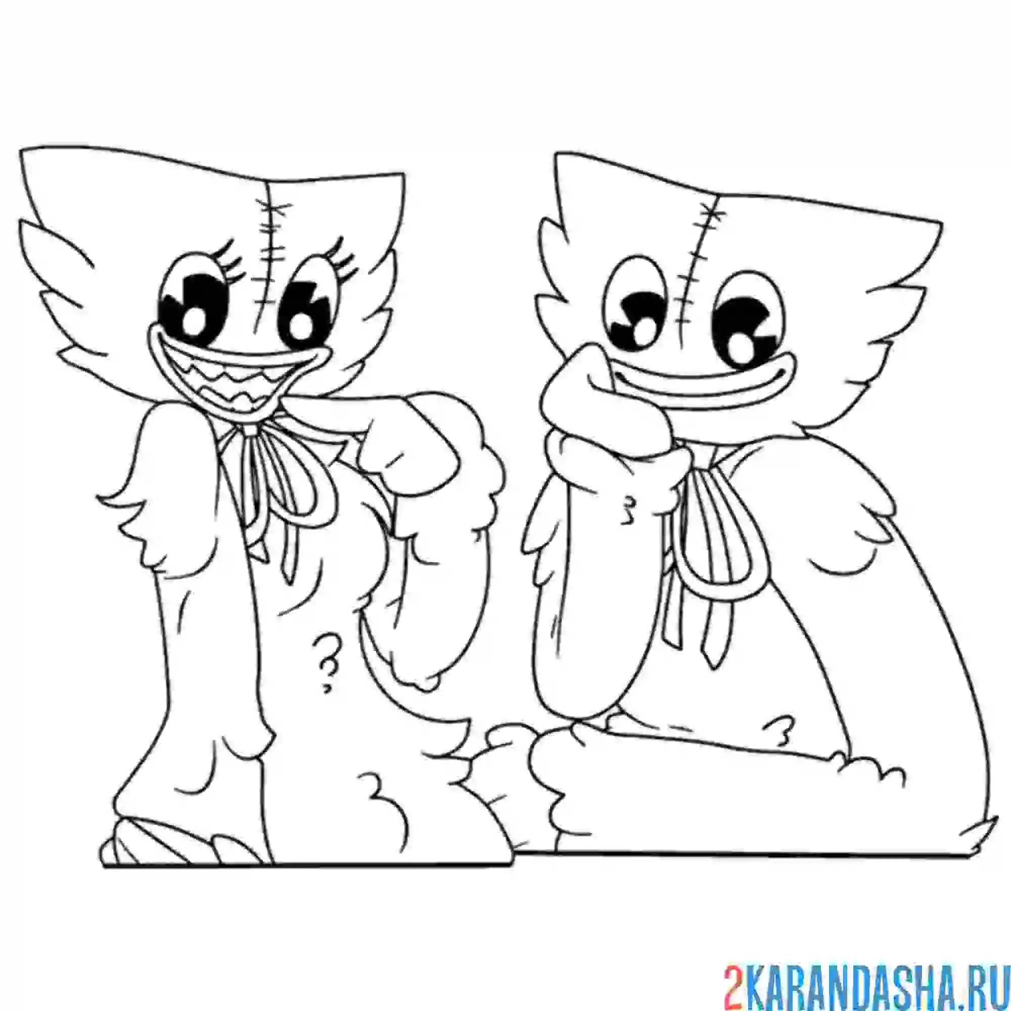 Раскраска хагги вагги любуется на кисси мисси