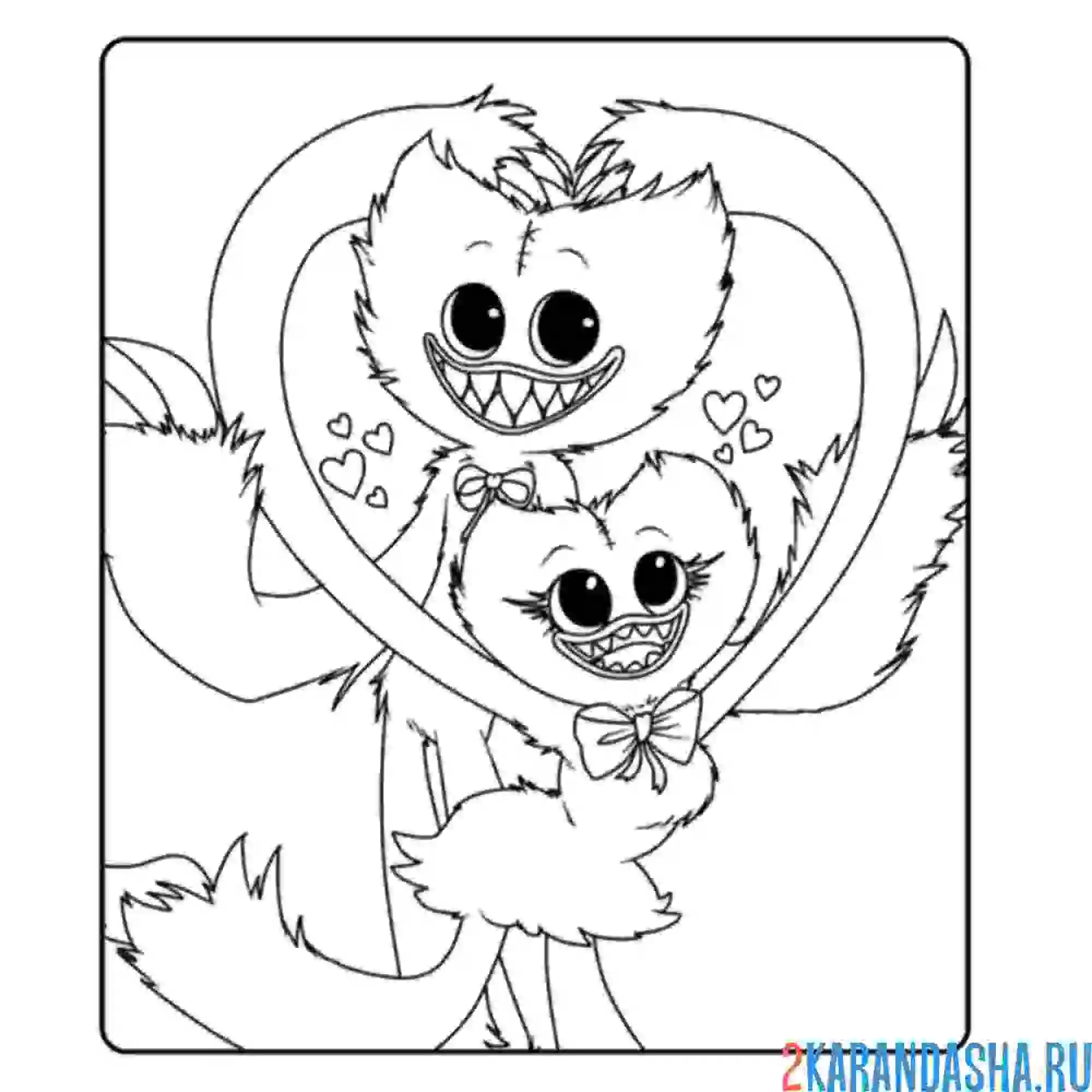 Раскраска любовь кисси мисси и хагги вагги