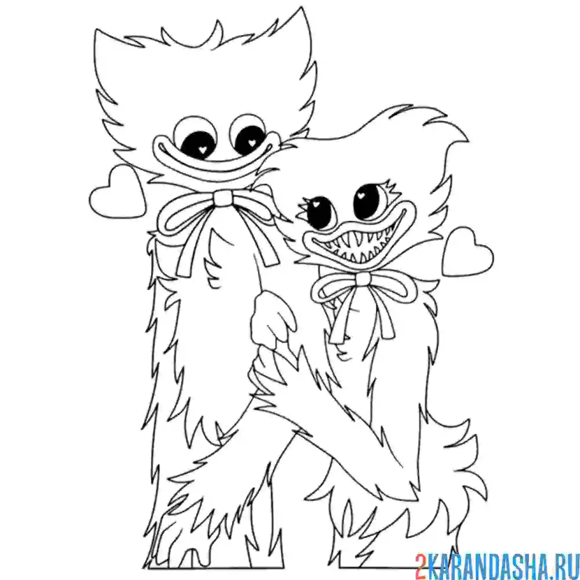 Раскраска кисси мисси и хагги вагги любовь