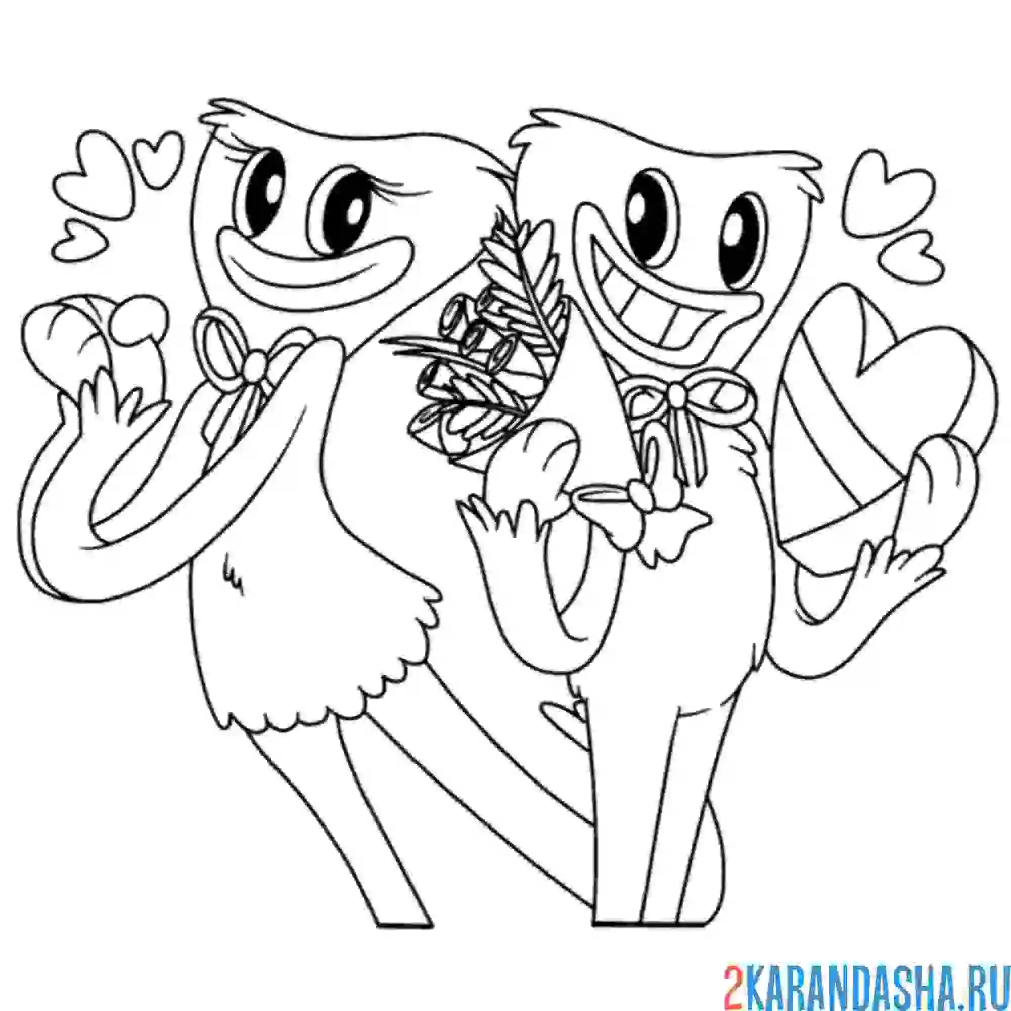 Раскраска хагги вагги и кисси мисси сладкая парочка