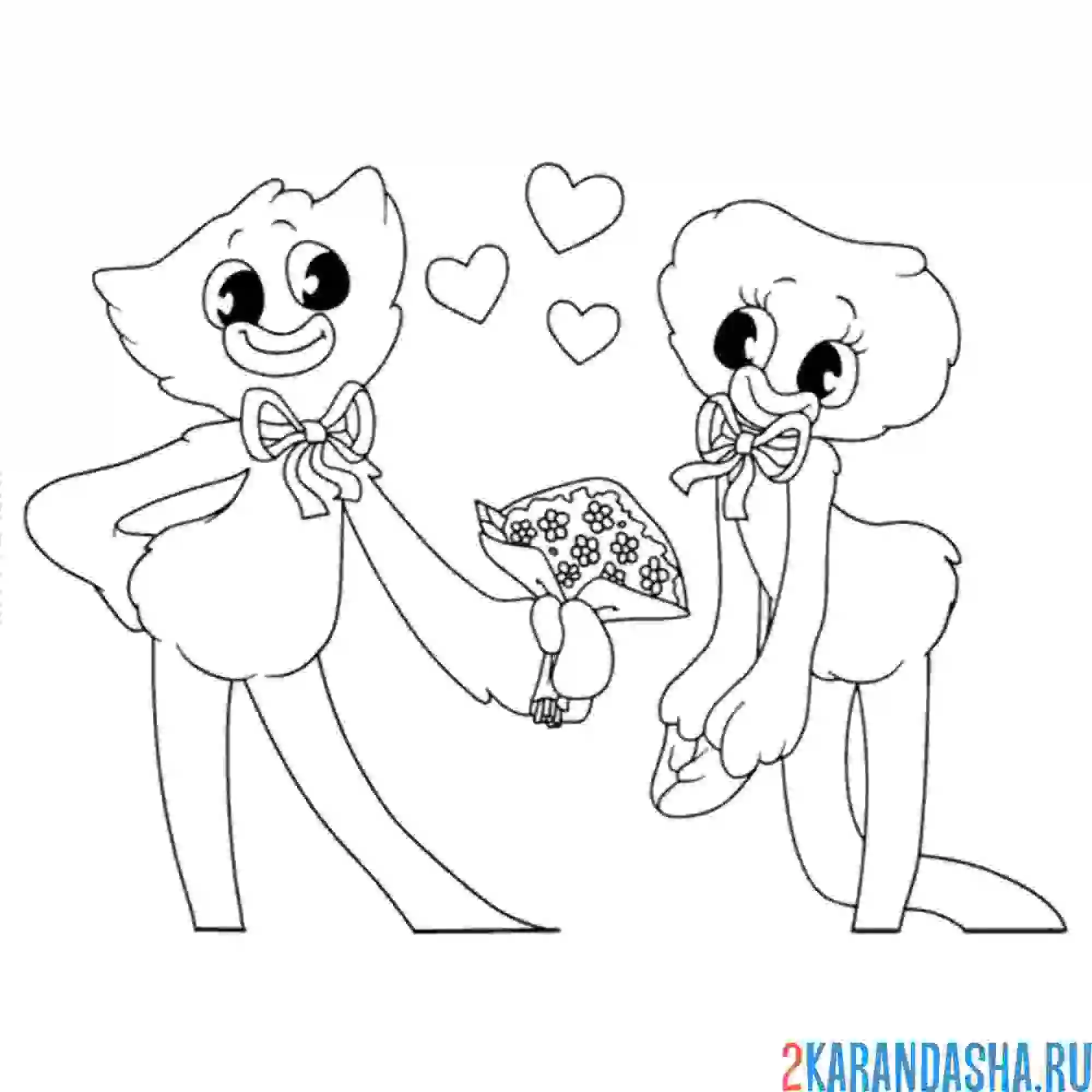 Раскраска хагги вагги подарил цветы кисси мисси