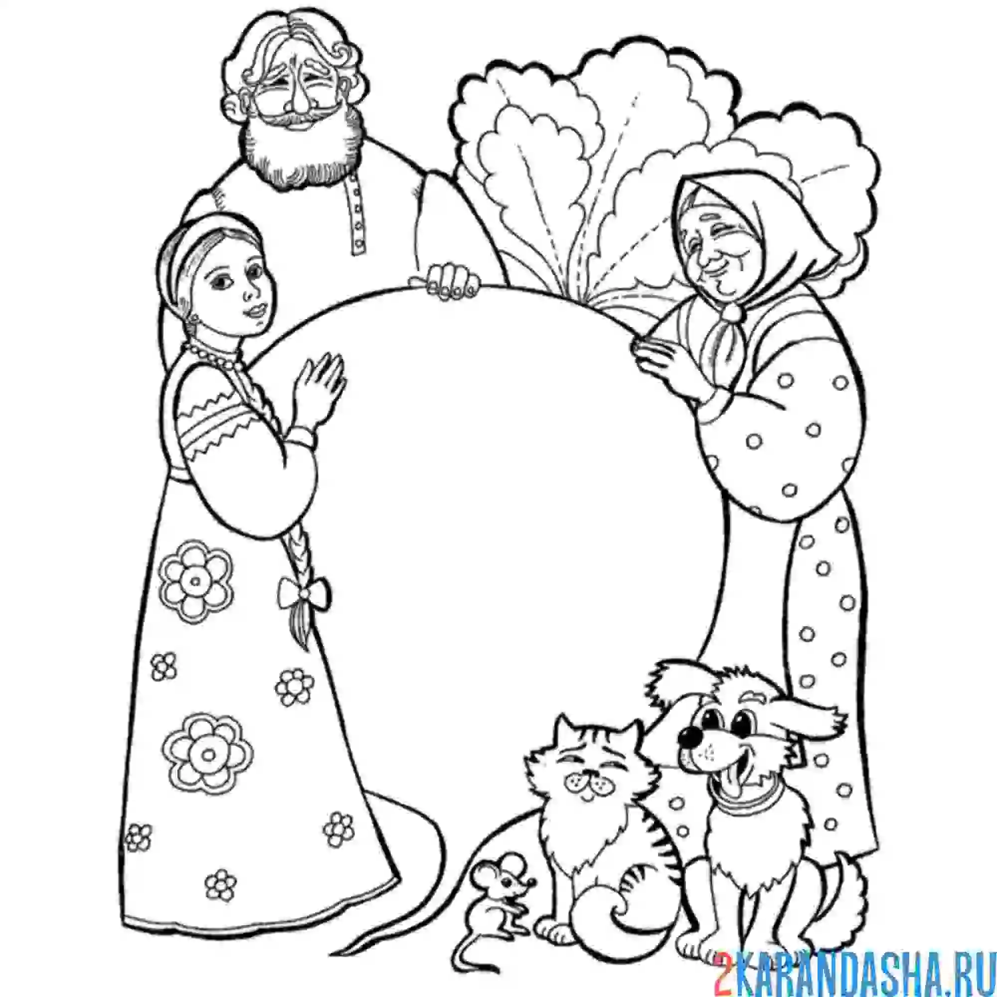 Раскраска русская-народная сказка репка