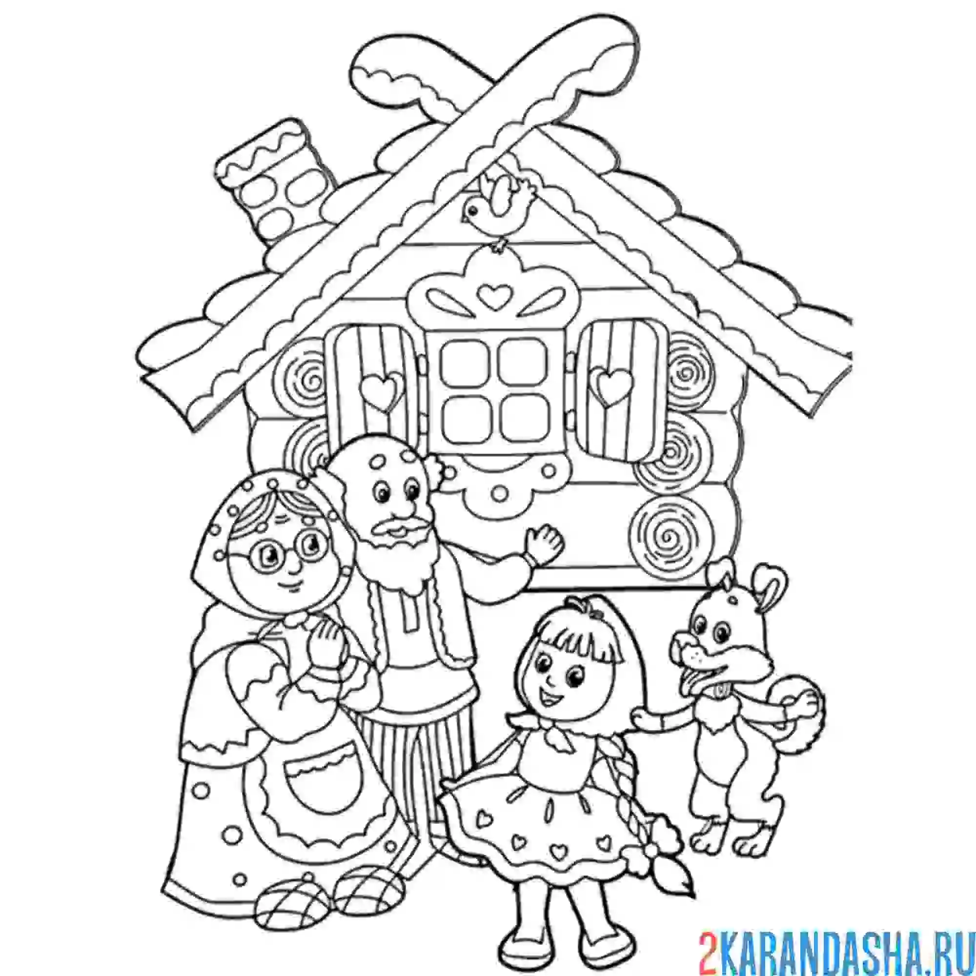 Раскраска сказка репка персонажи