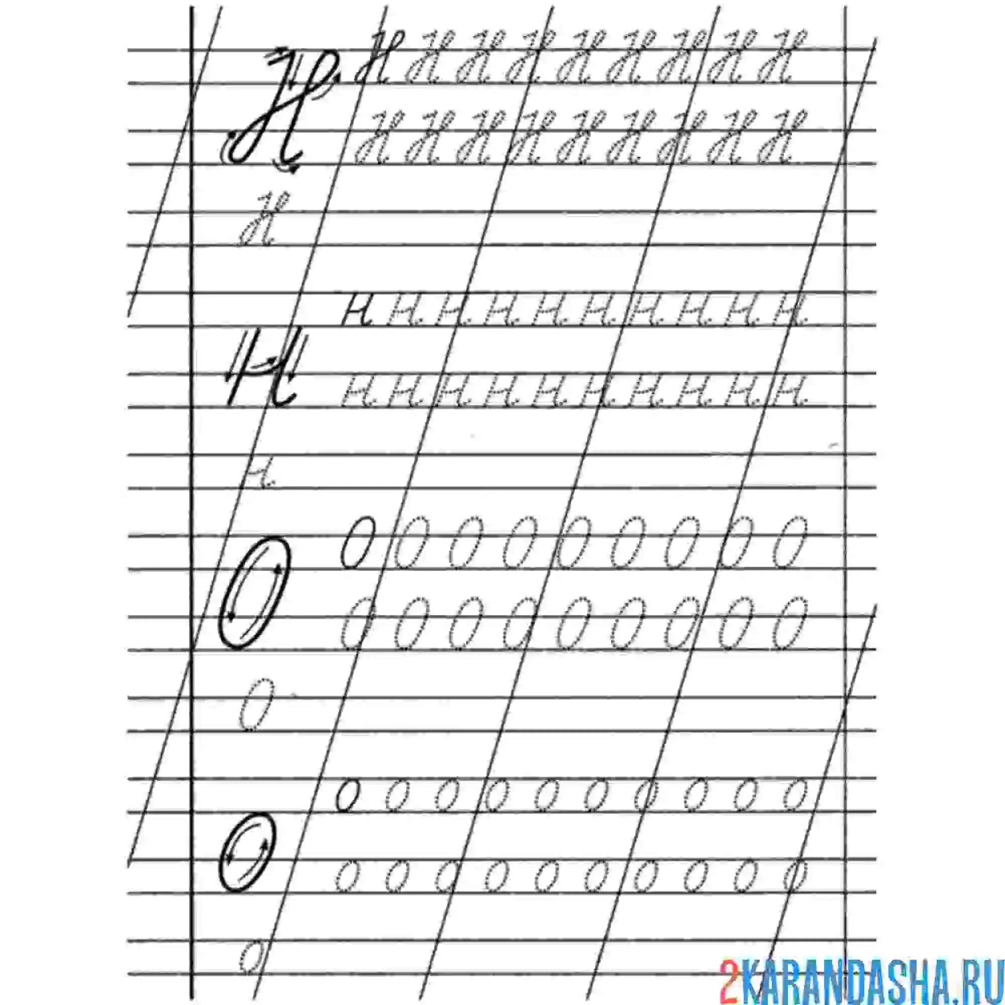 Раскраска пропись бука н о прописные