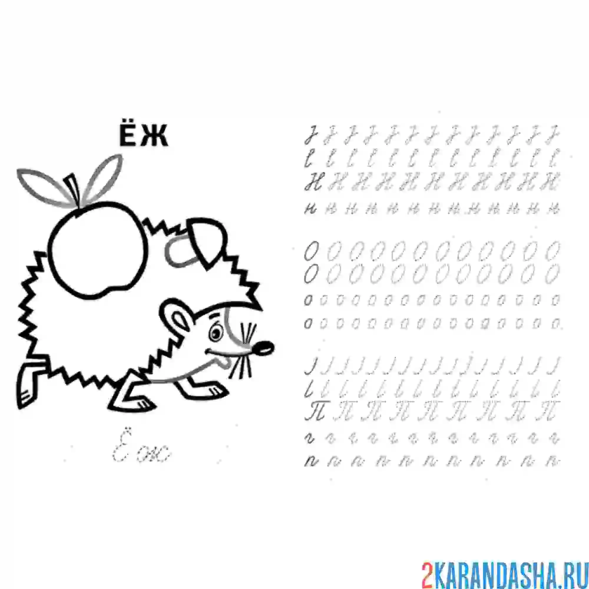 Раскраска пропись буква н о п