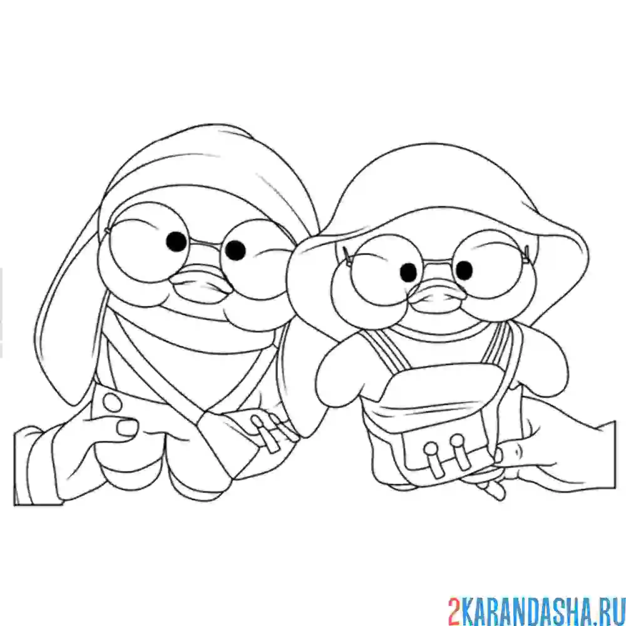 Раскраска уточка лалафанфан с подружкой