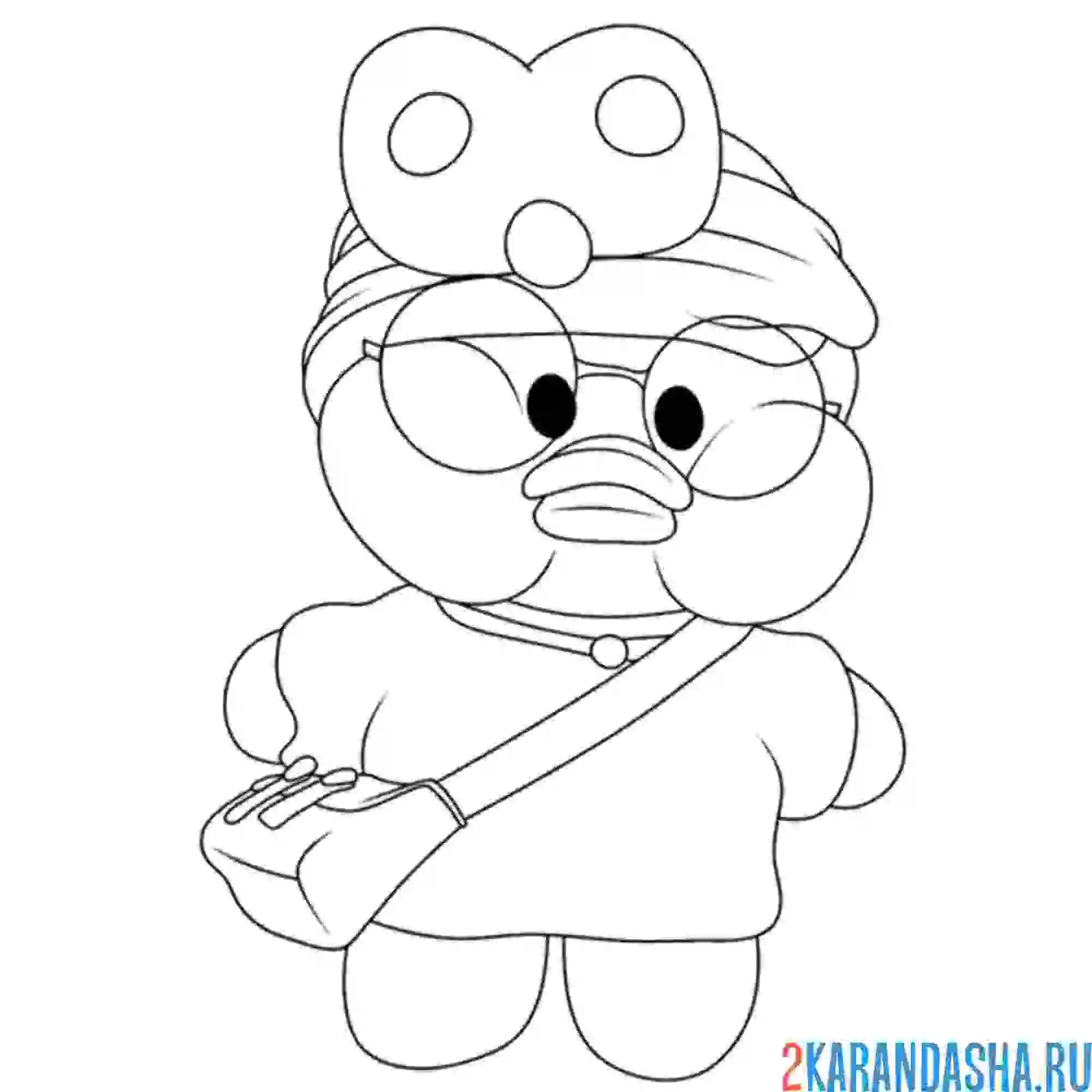 Раскраска уточка лалафанфан с новой сумкой