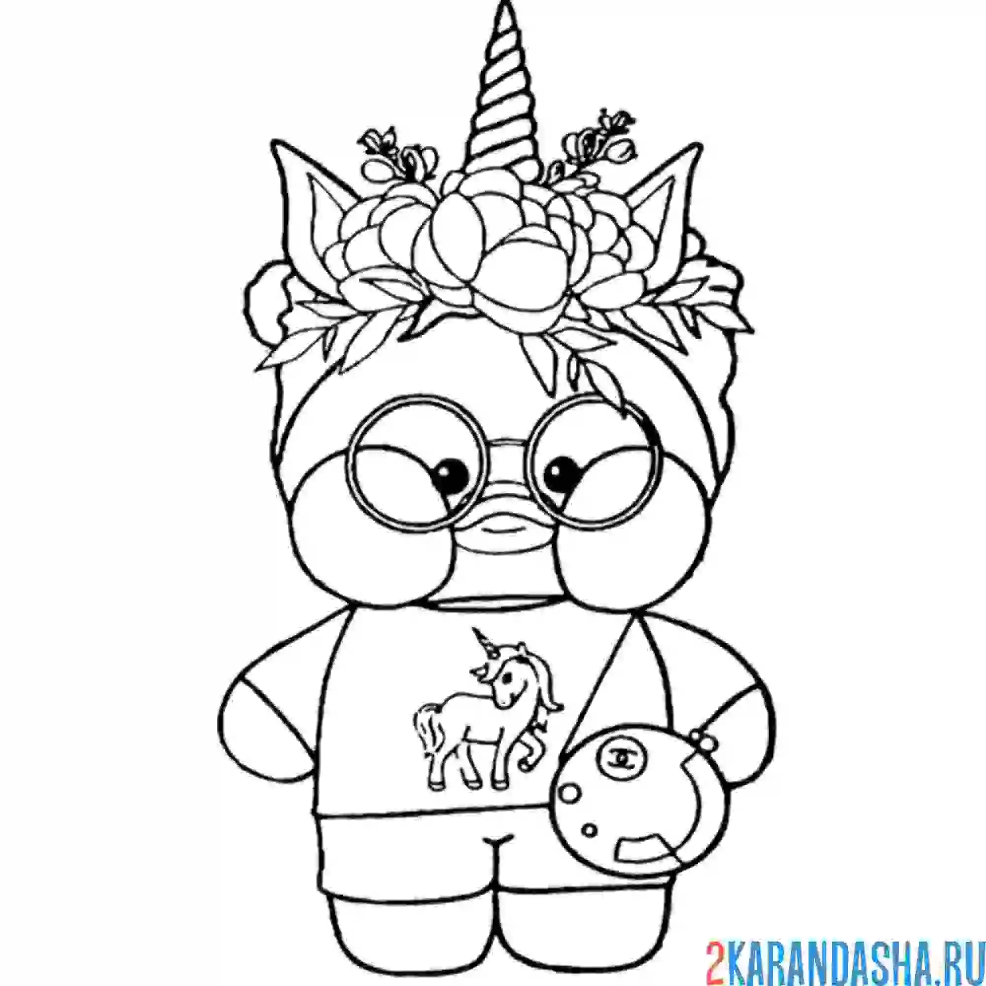 Раскраска уточка лалафанфан единорожка