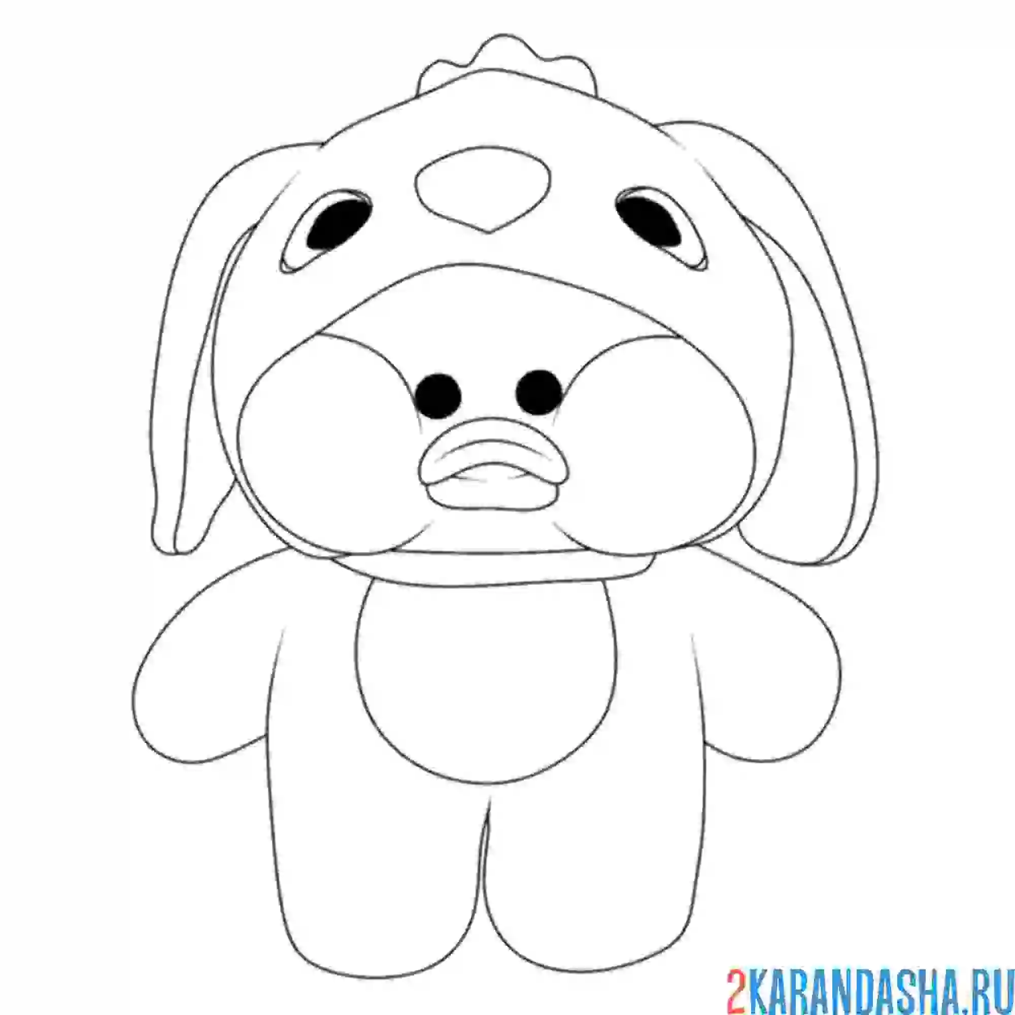 Раскраска уточка лалафанфан в костюме зайчика