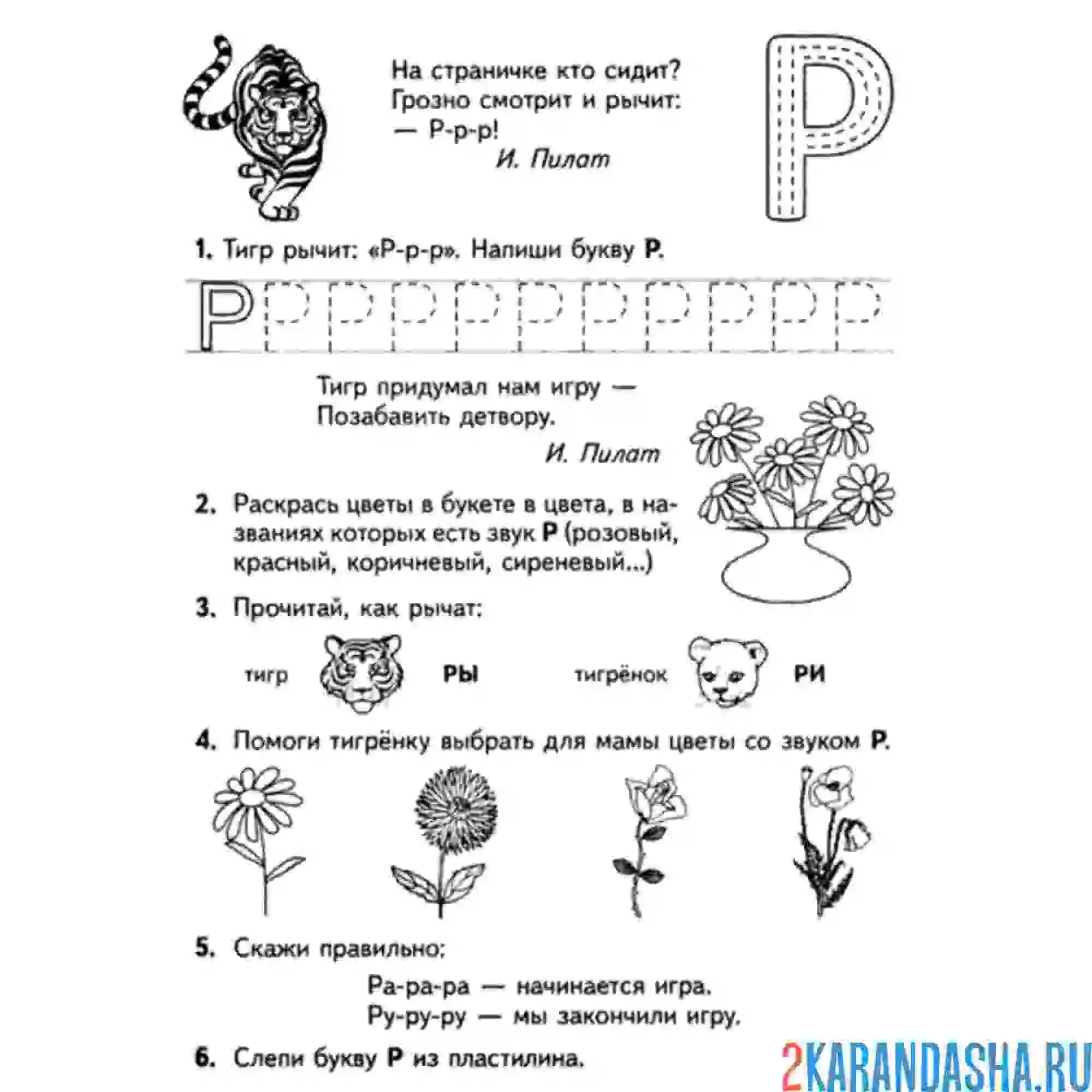 Раскраска буква р пропись