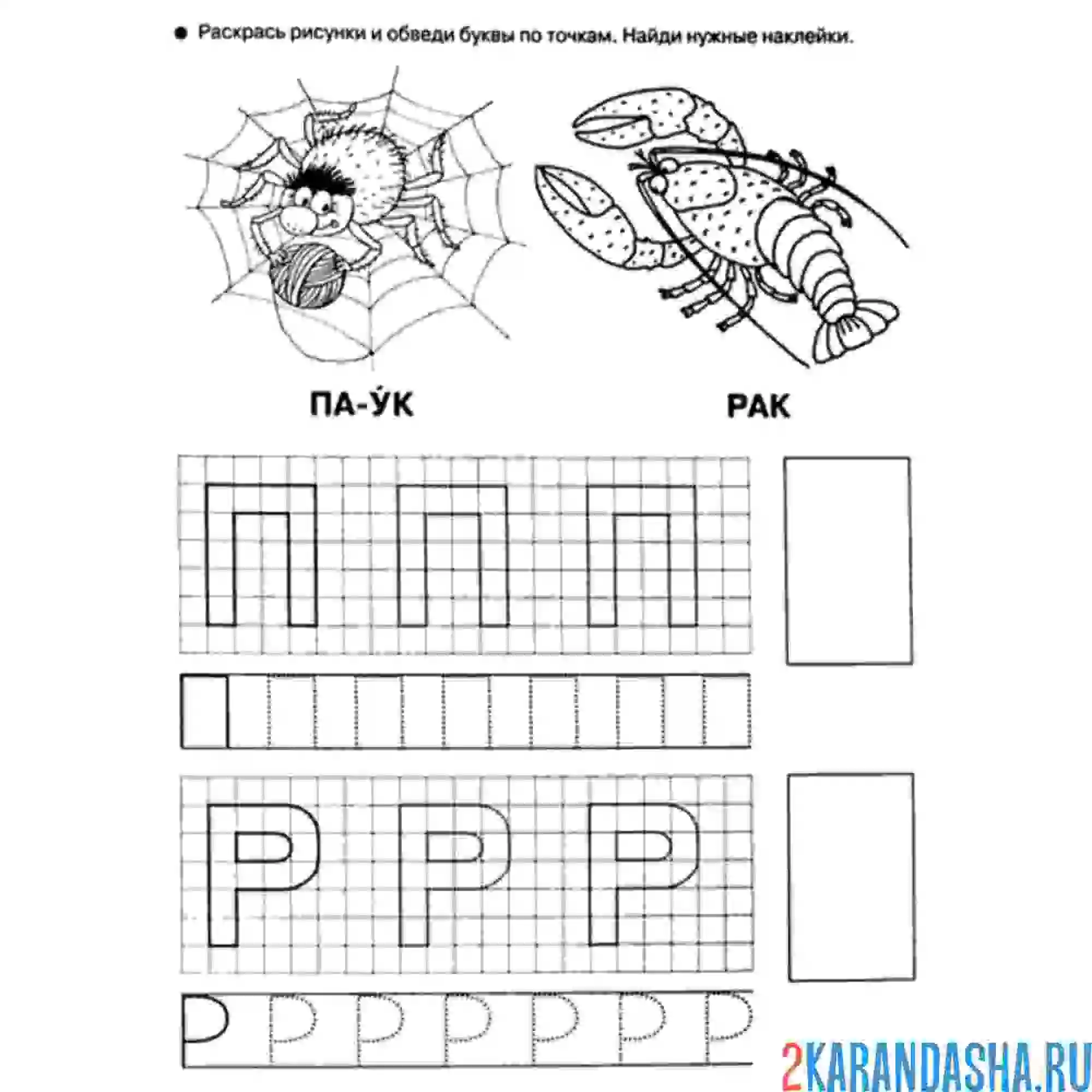 Раскраска пропись печатные буквы п р