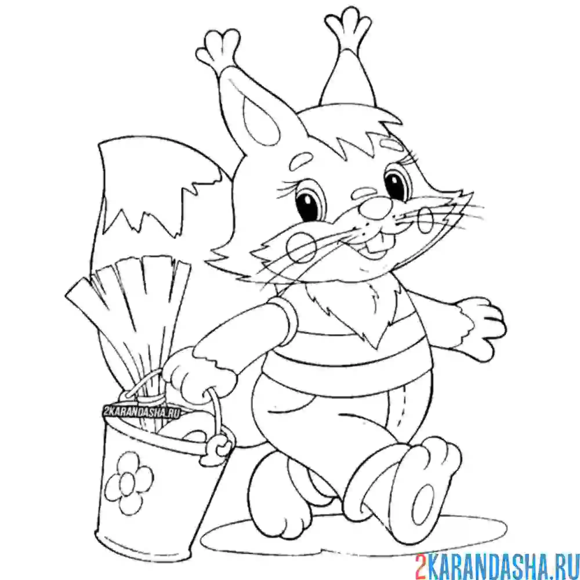 Раскраска белочка строитель