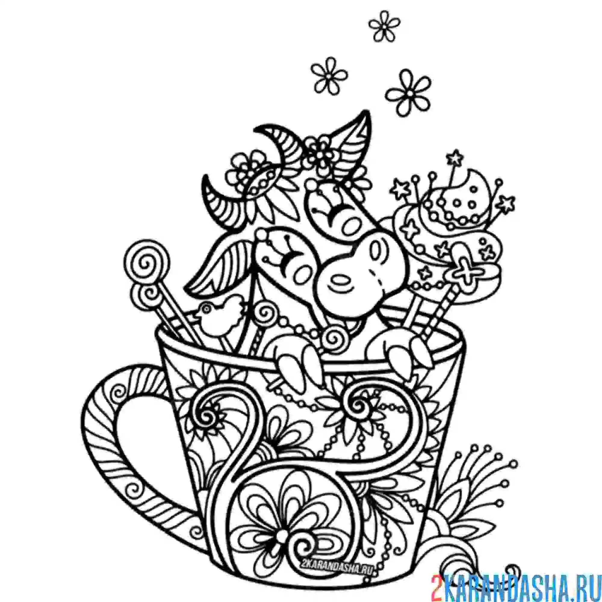 Раскраска коровка милая