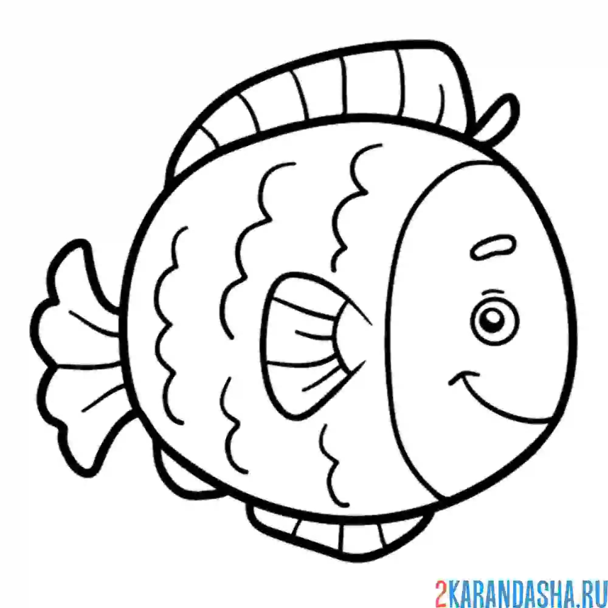 Раскраска рыбка для детей в детский сад