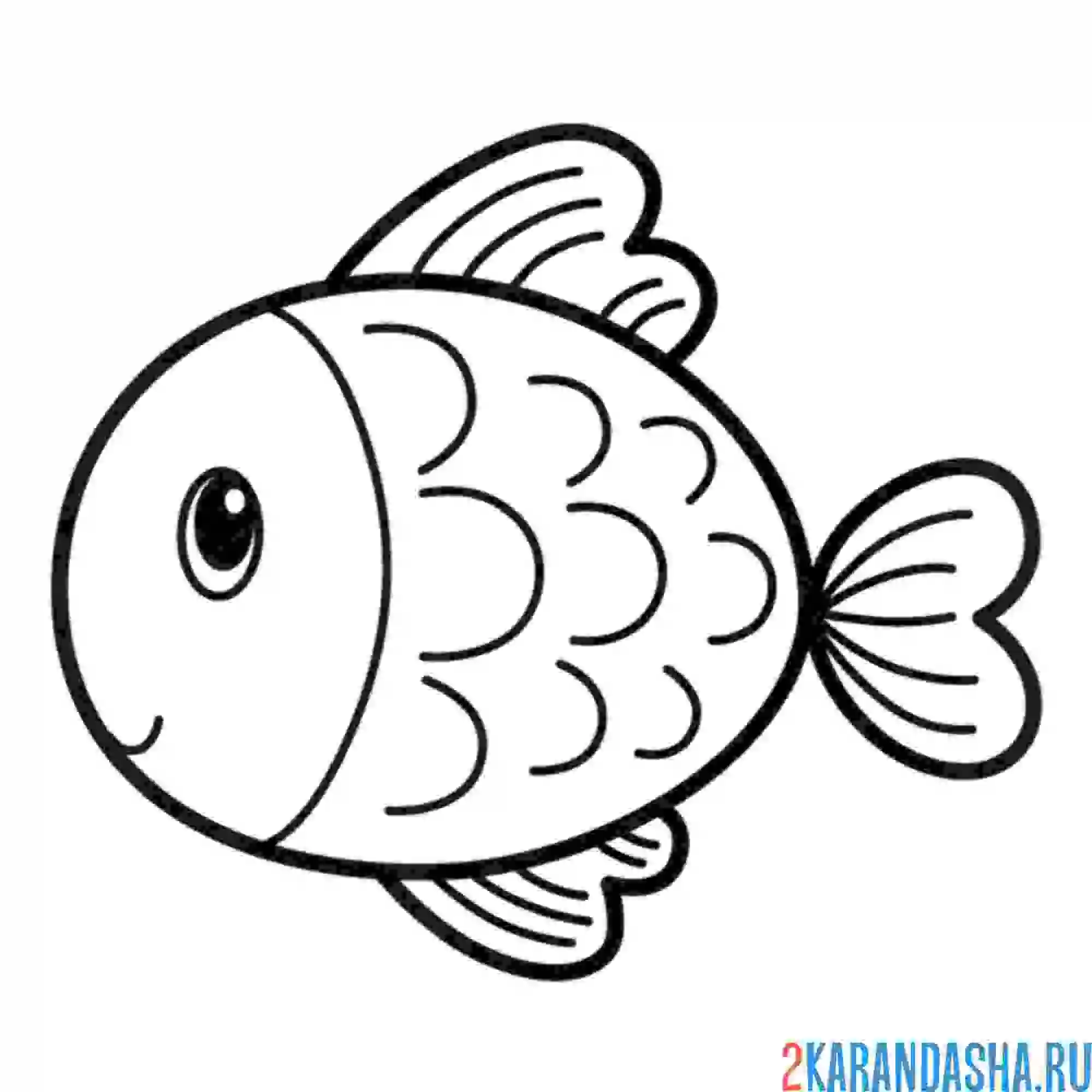Раскраска маленькая рыбка для малышей
