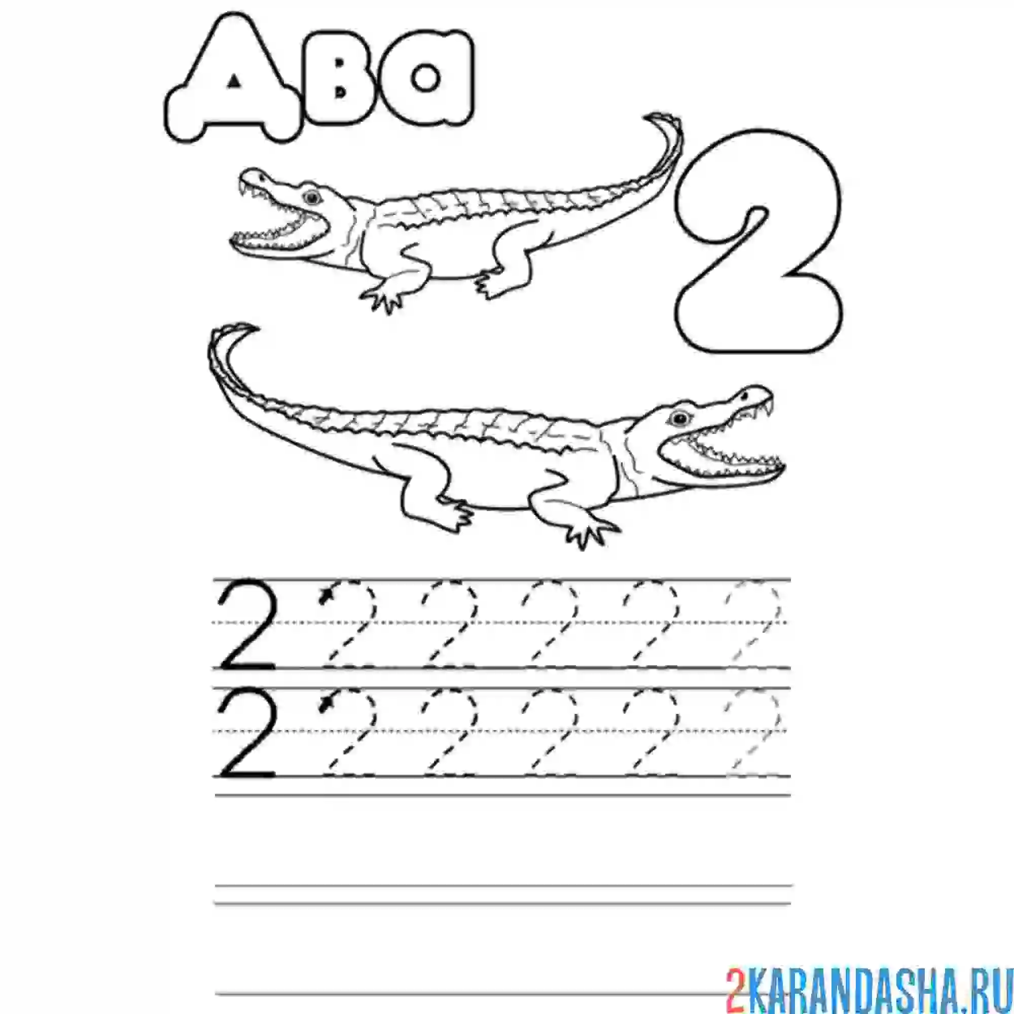 Раскраска пропись цифра 2 обведи цифры