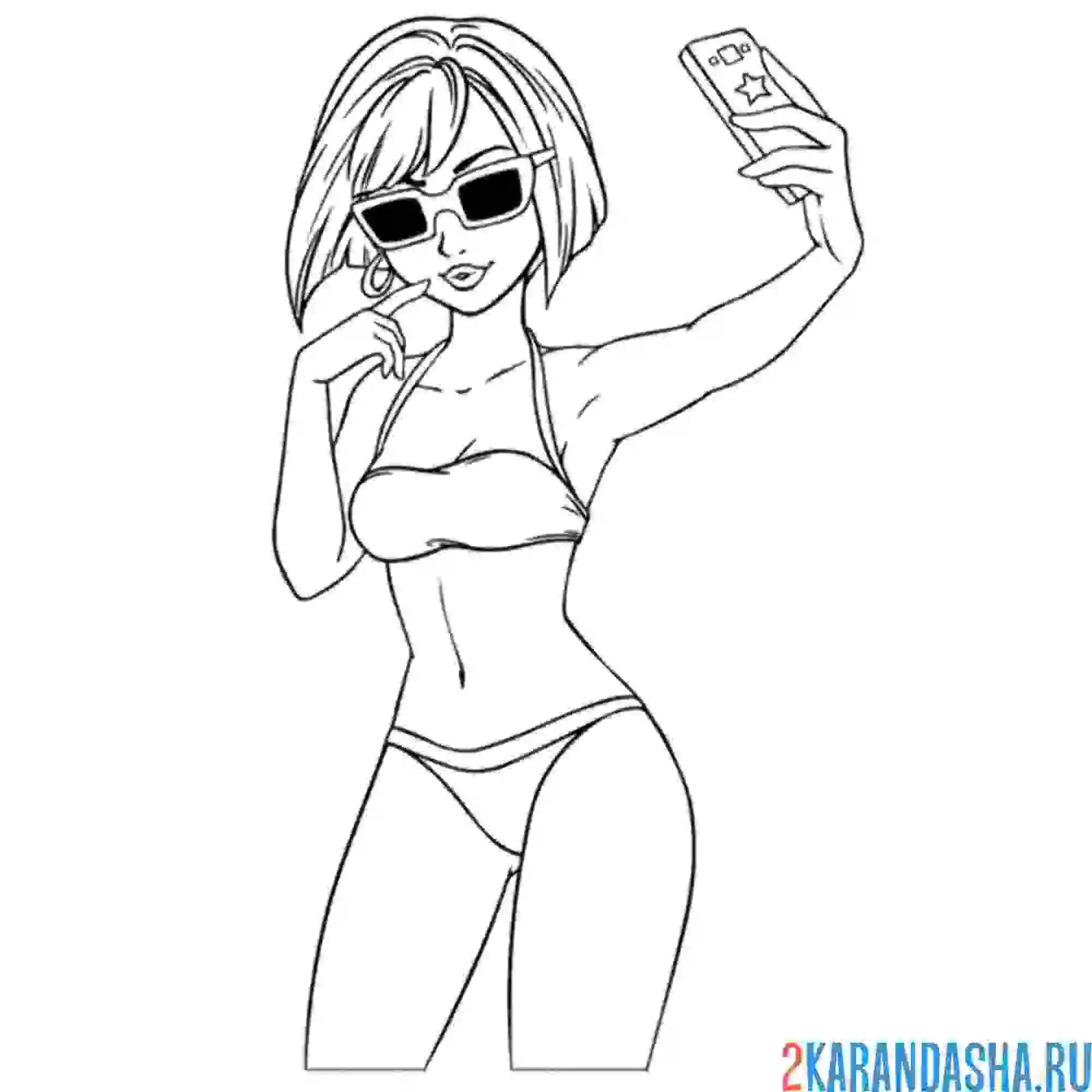 Раскраска селфи с айфоном на пляже