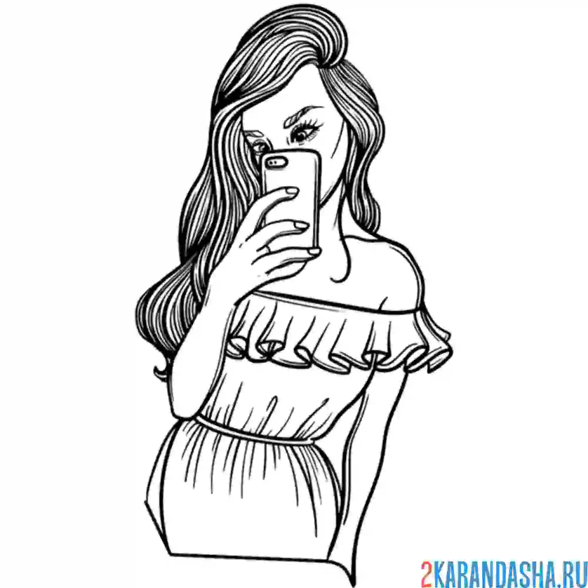 Раскраска айфон в руке девушки