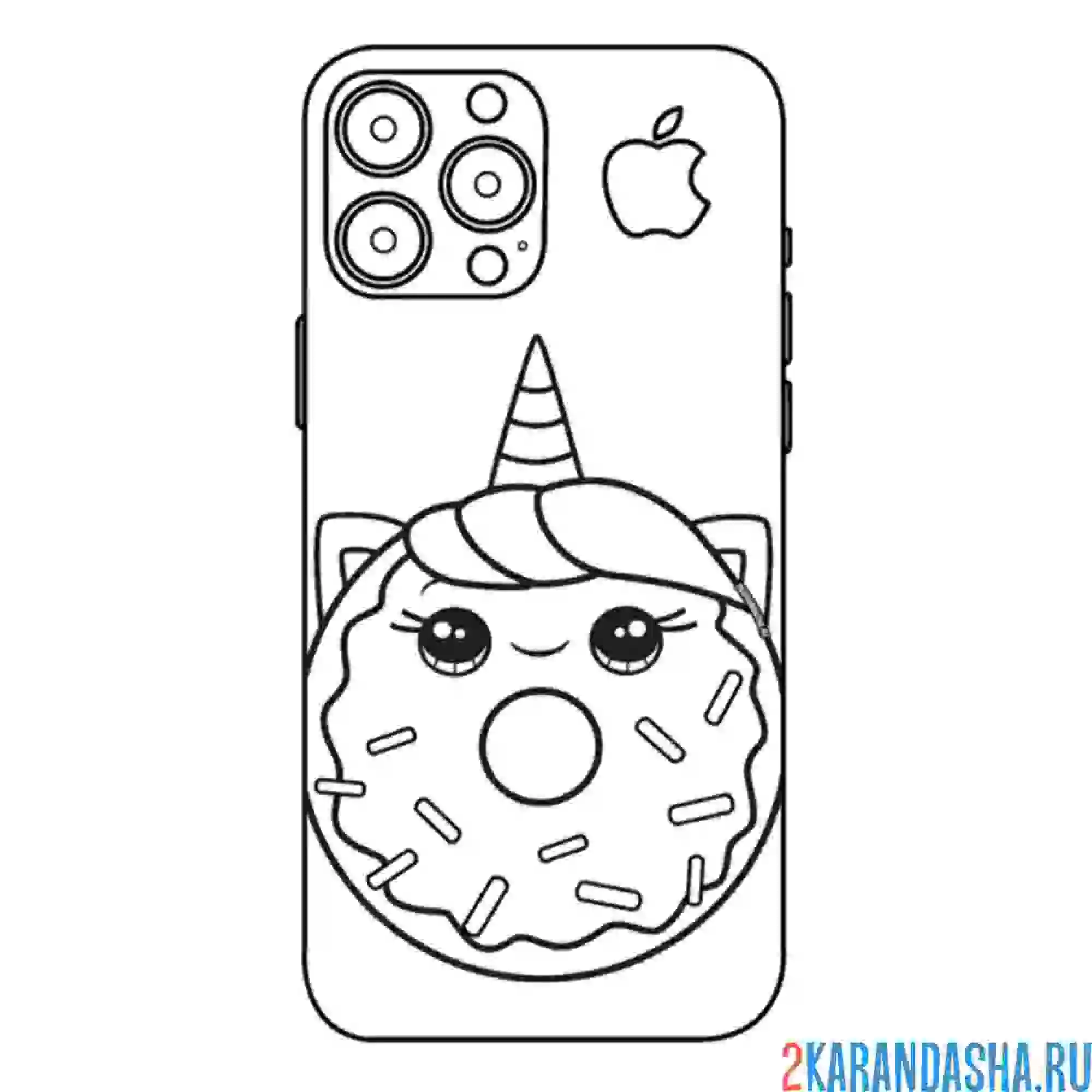 Раскраска айфон пончик единорог