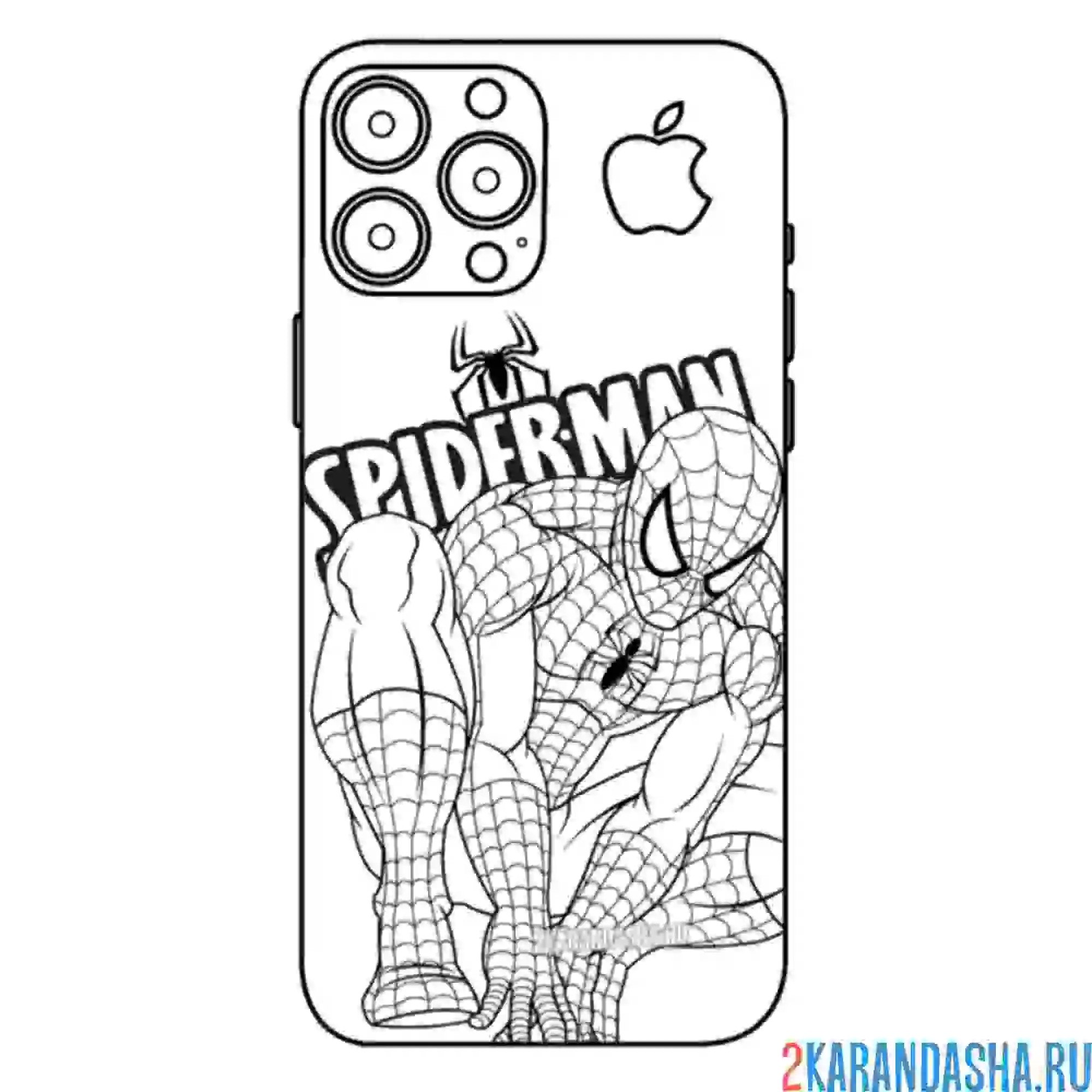Раскраска айфон человек паук
