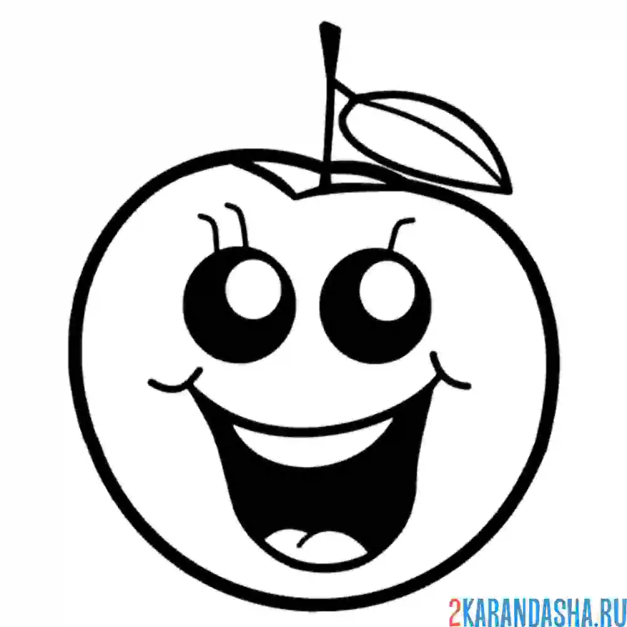 Раскраска смешное яблоко