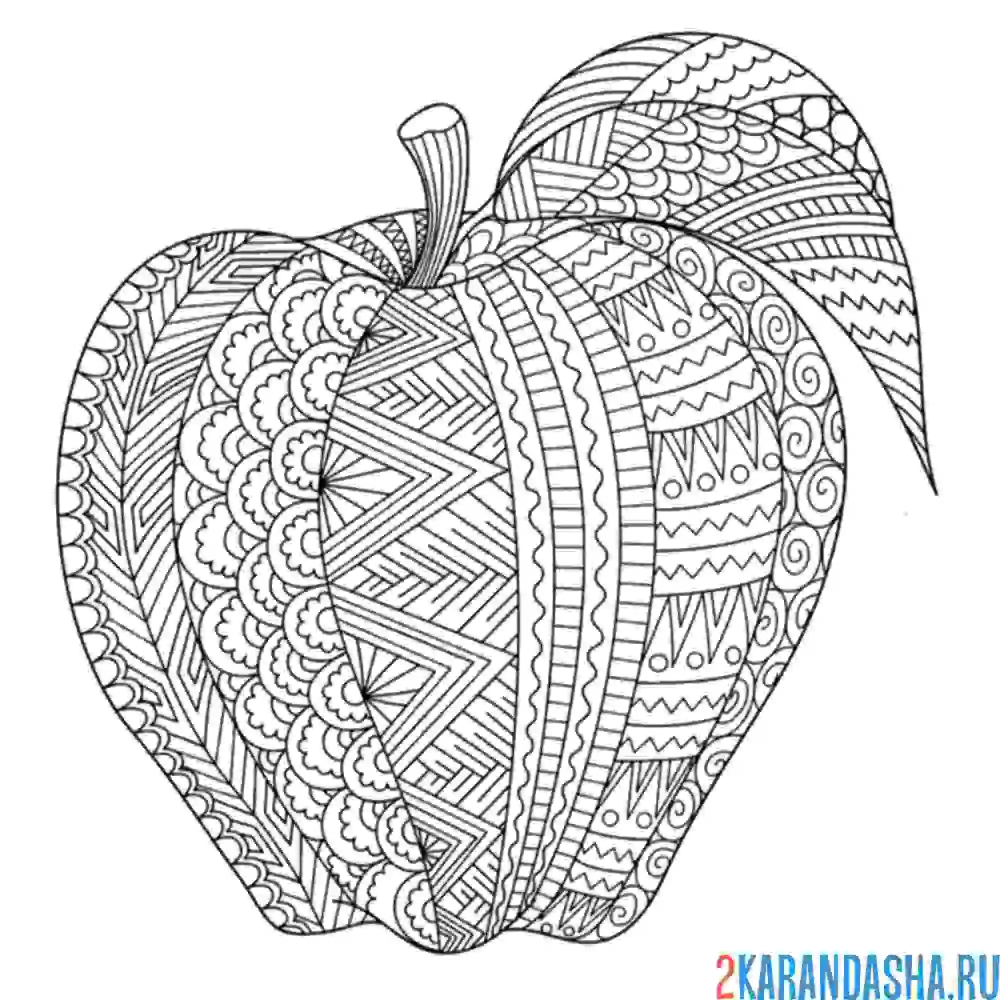 Раскраска яблоко антистресс