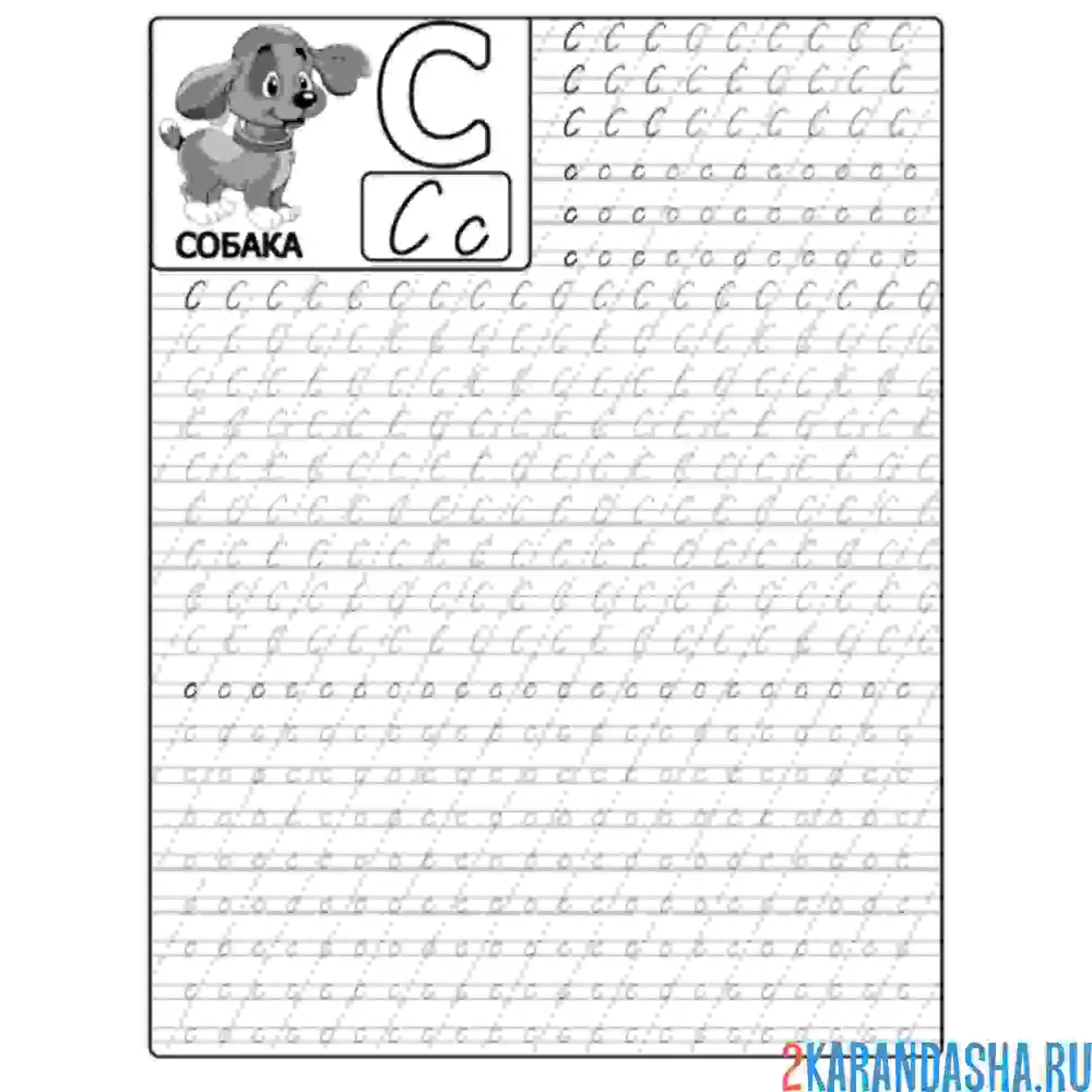 Раскраска пропись буква с