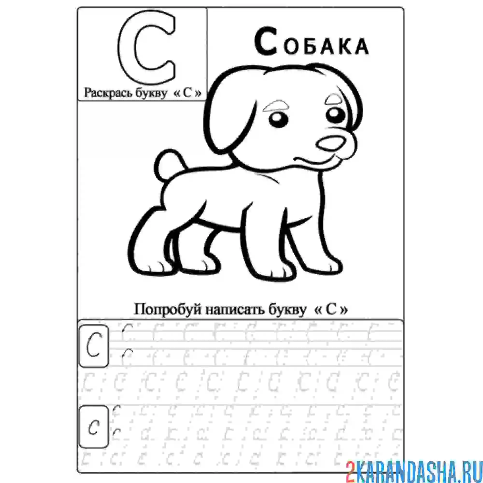 Раскраска пропись букву с строчная и заглавная