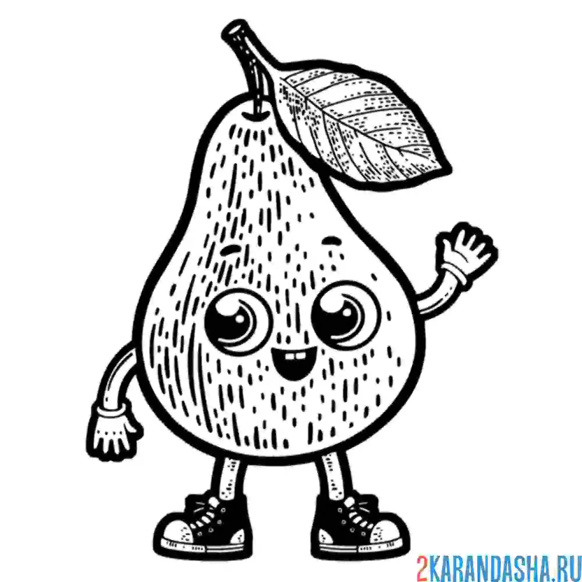 Раскраска груша с глазками