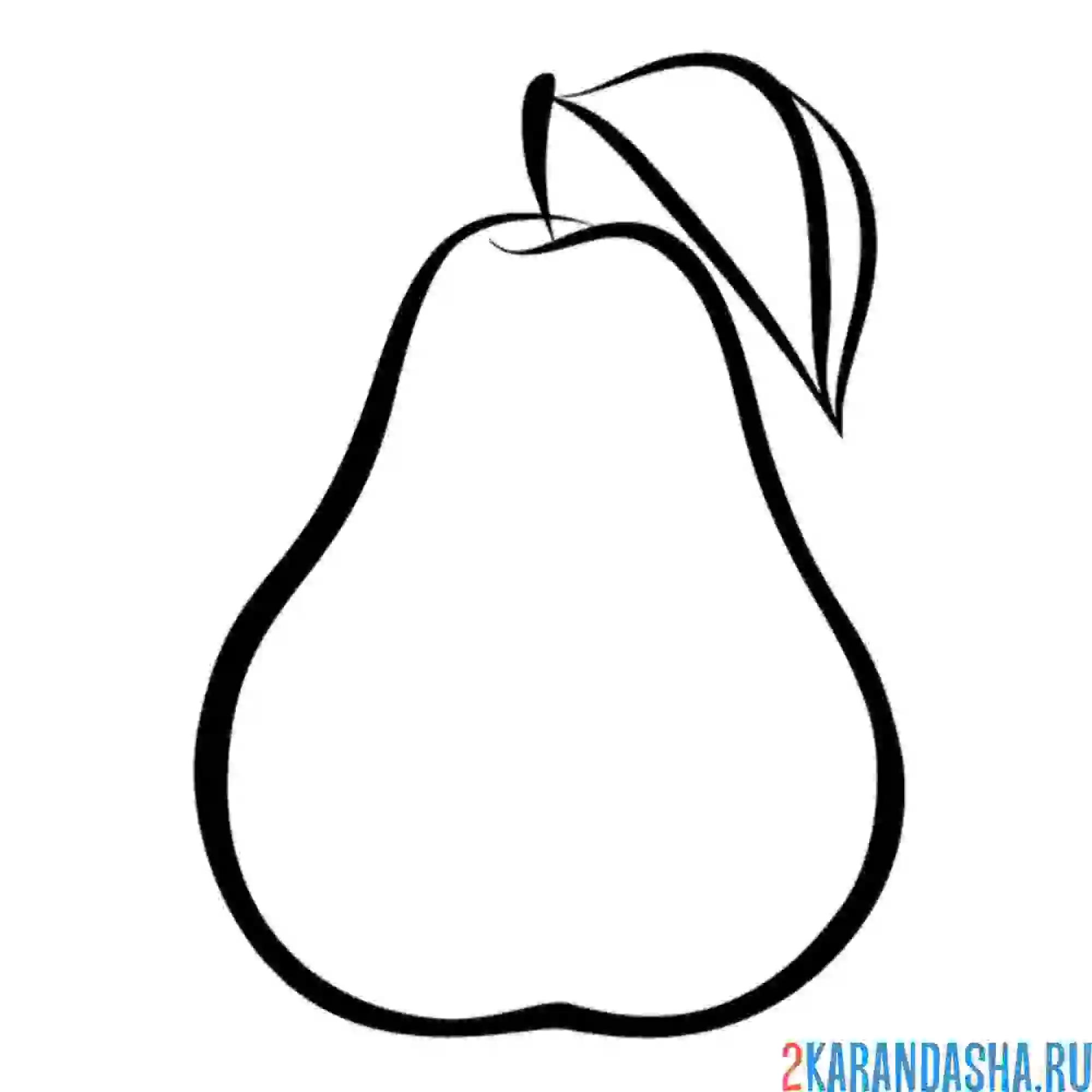 Раскраска груша с листочком