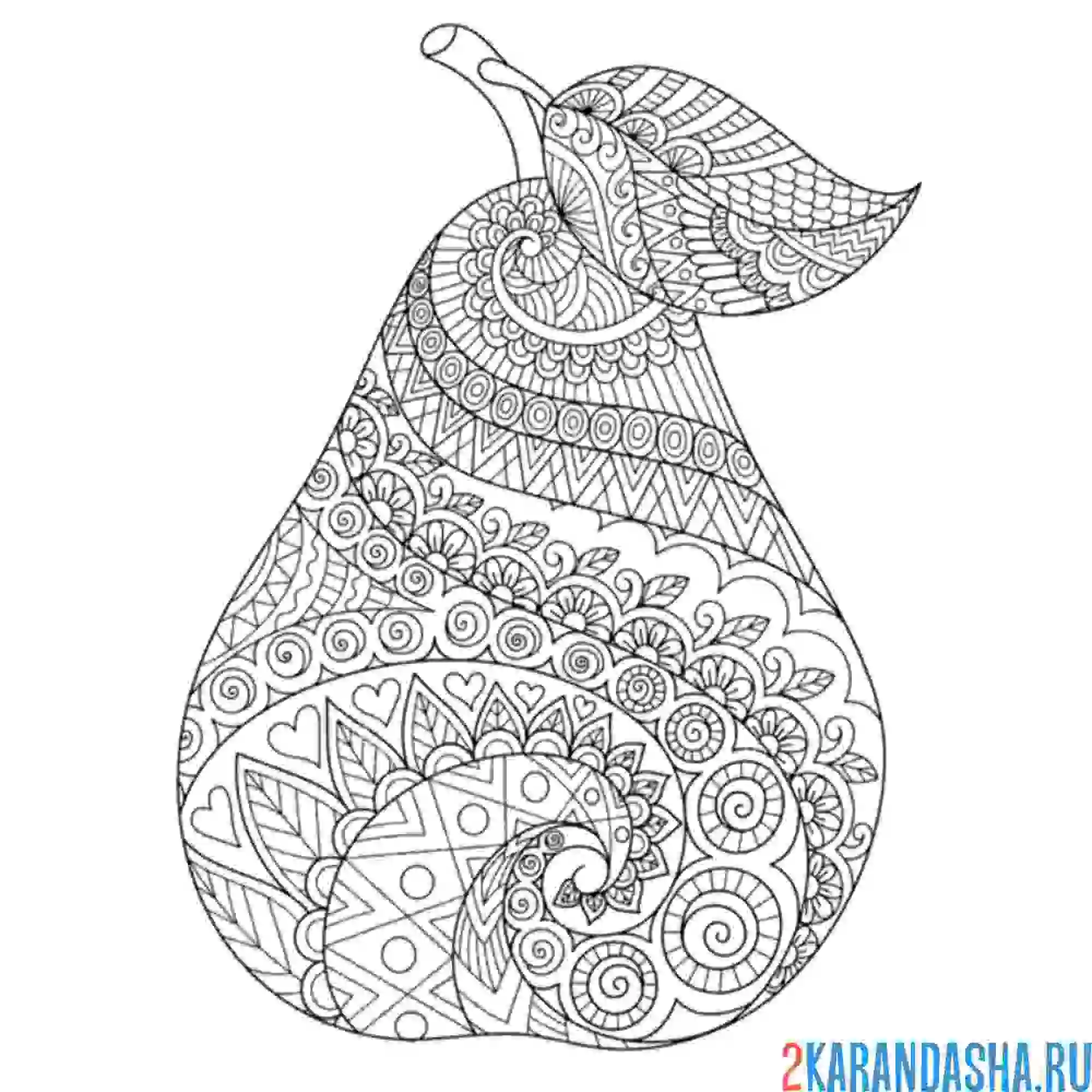 Раскраска груша антистресс