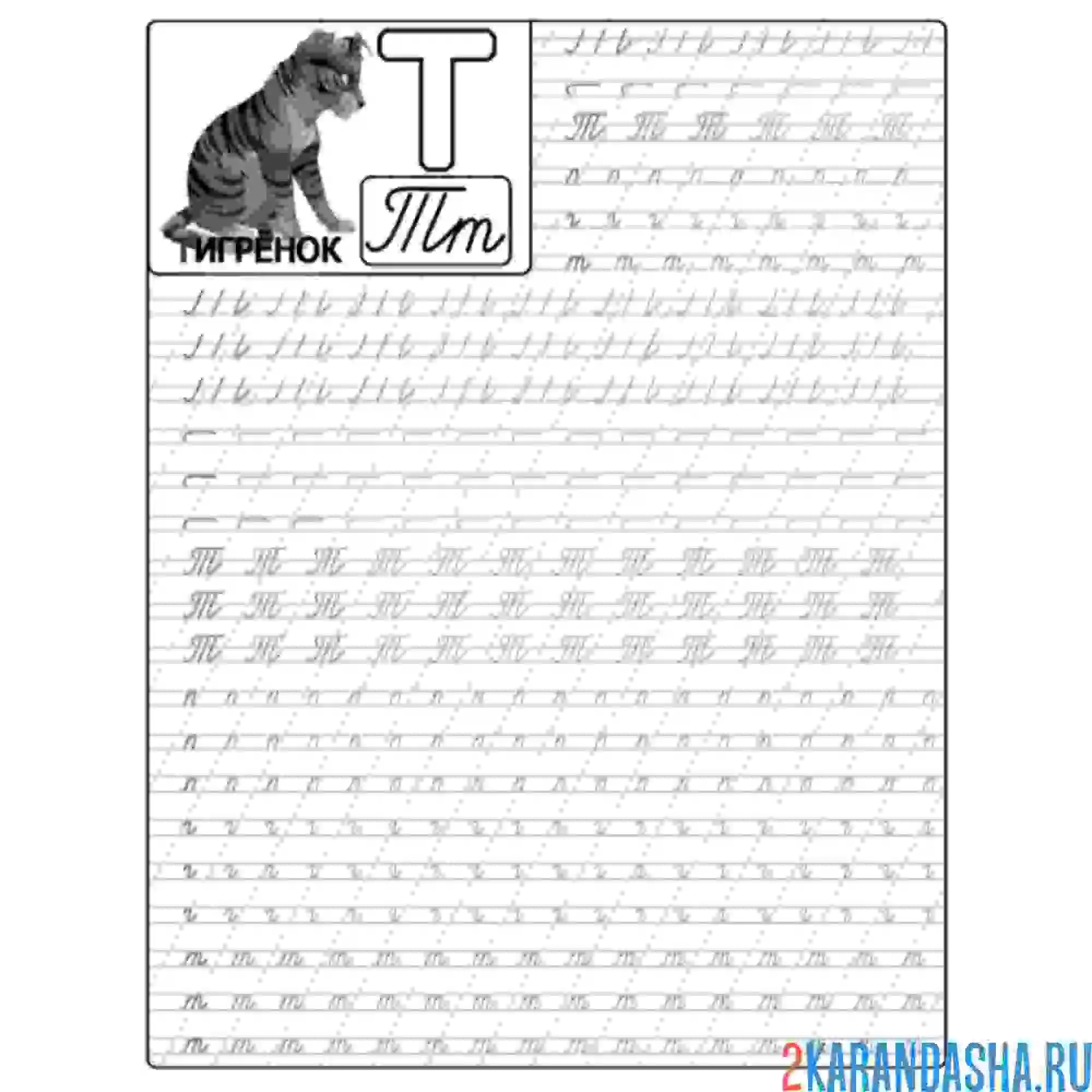 Раскраска буква т пропись прописные и строчные