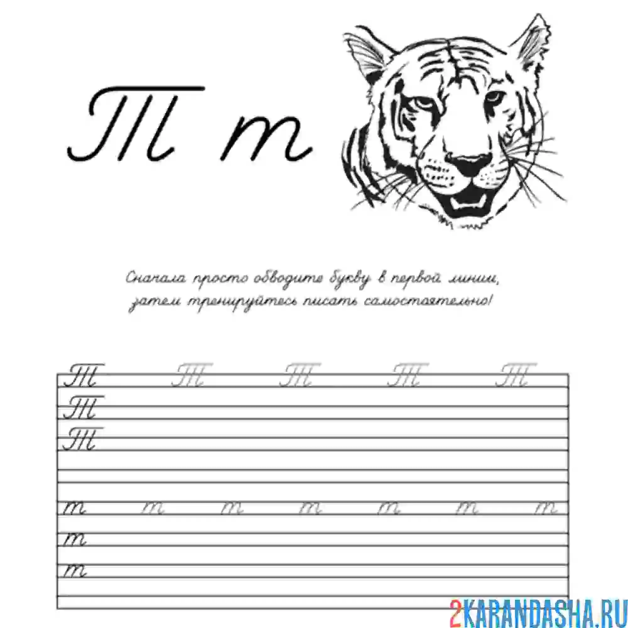 Раскраска пропись строчная и заглавная буква т